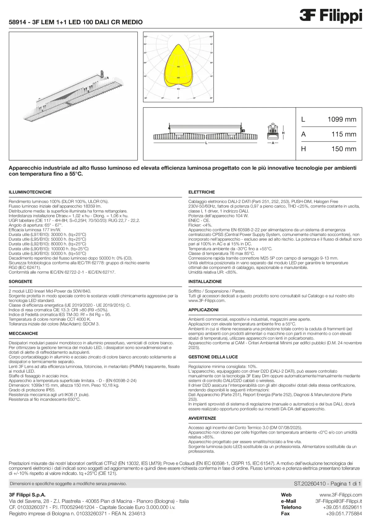 58914 - 3F LEM 1+1 LED 100 DALI CR MEDIO - Datasheet - it