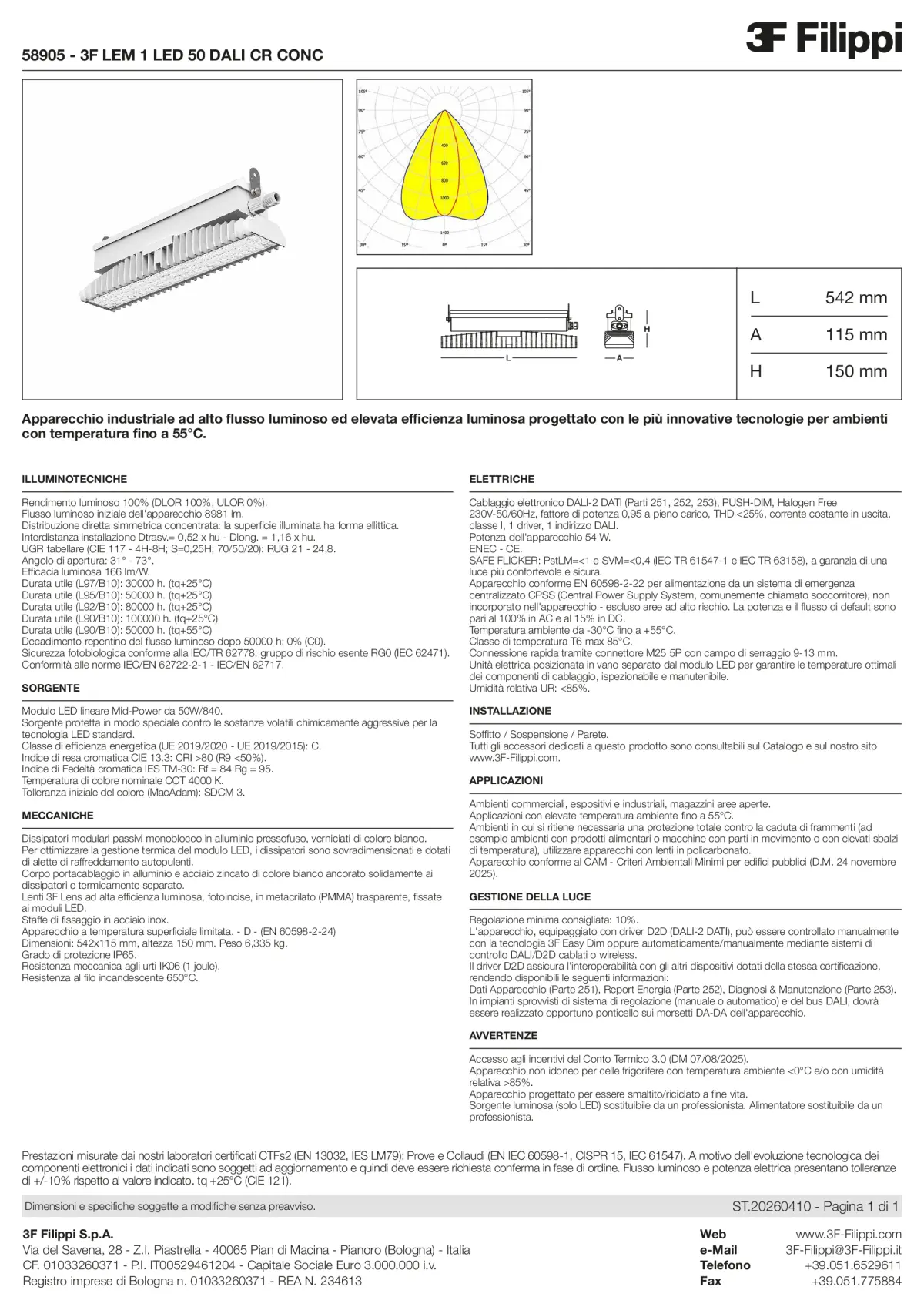 58905 - 3F LEM 1 LED 50 DALI CR CONC - Datasheet - it