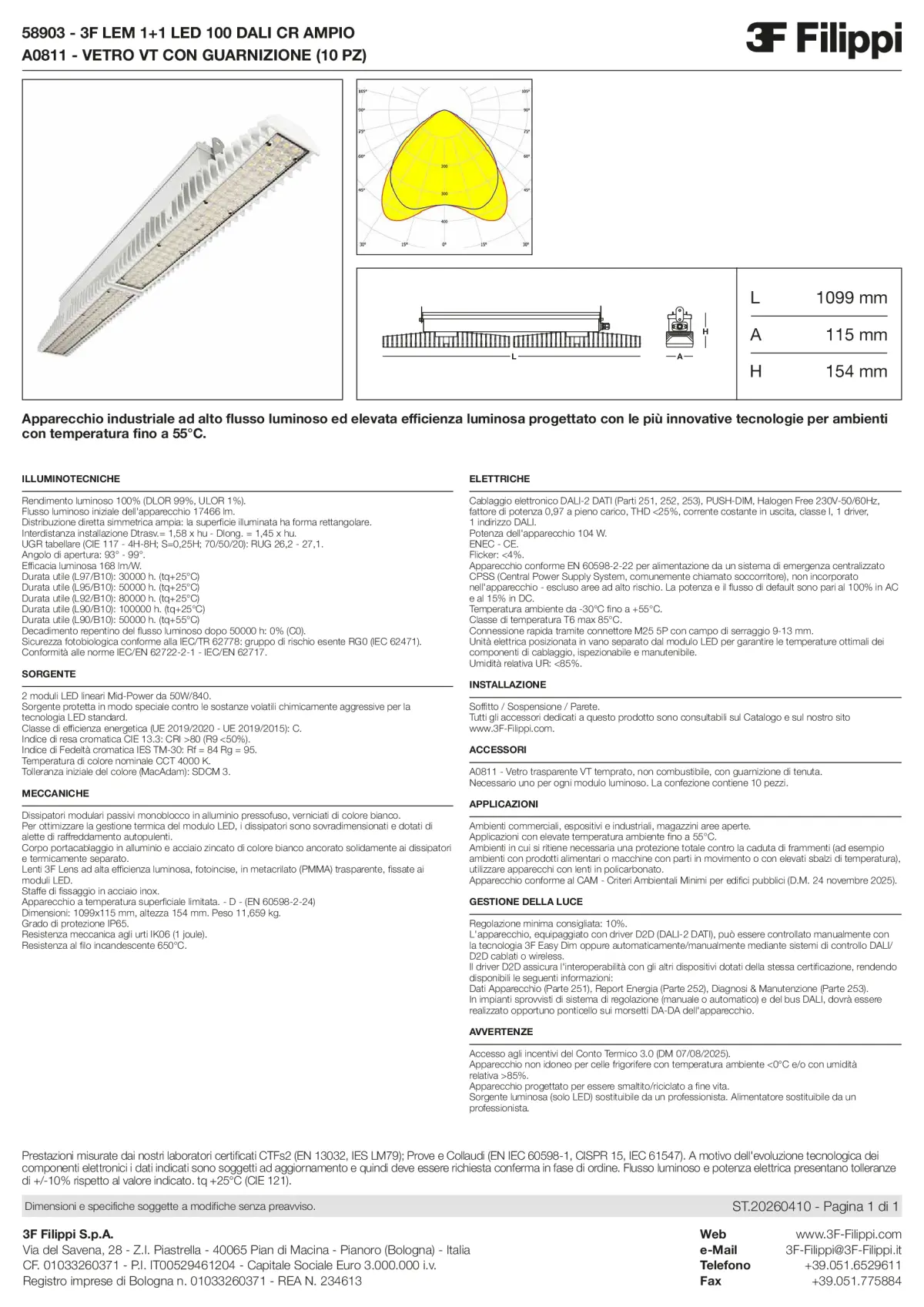 58903+A0811 - 3F LEM 1+1 LED 100 DALI CR AMPIO + VT - Datasheet - it