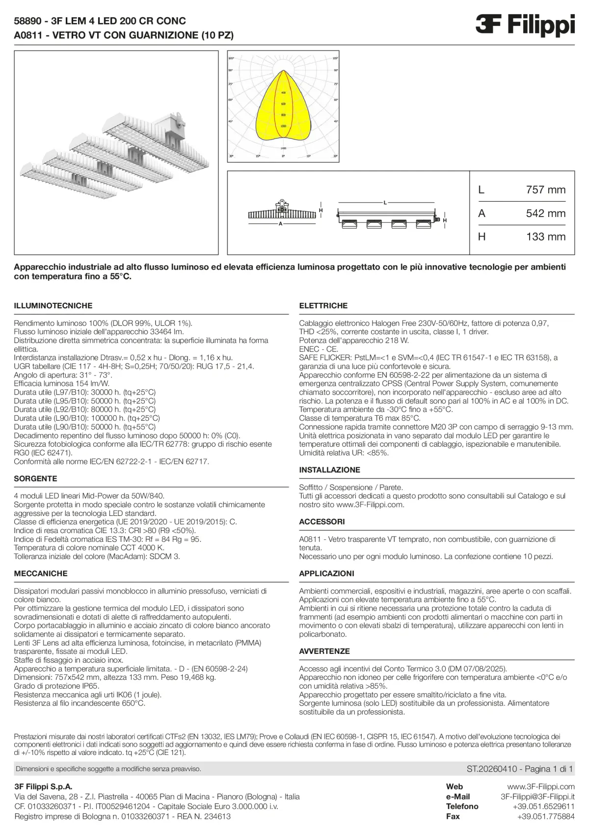 58890+A0811 - 3F LEM 4 LED 200 CR CONC + VT - Datasheet - it