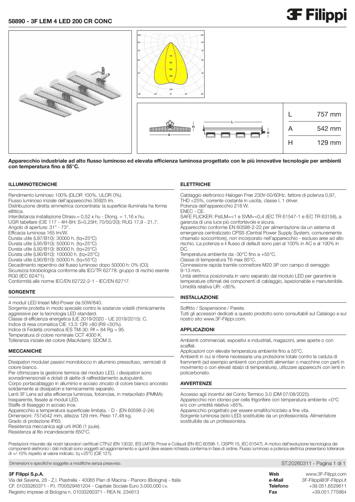 58890 - 3F LEM 4 LED 200 CR CONC - Datasheet - it