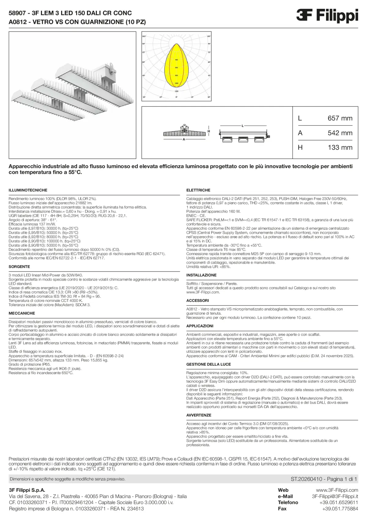 58907+A0812 - 3F LEM 3 LED 150 DALI CR CONC + VS - Datasheet - it