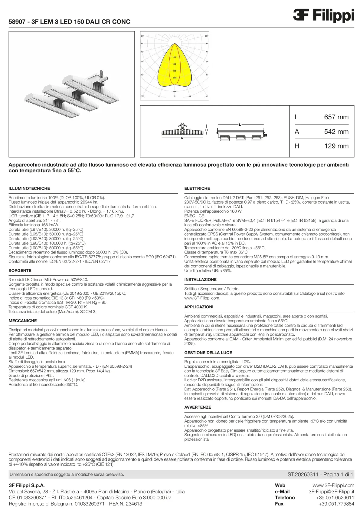 58907 - 3F LEM 3 LED 150 DALI CR CONC - Datasheet - it