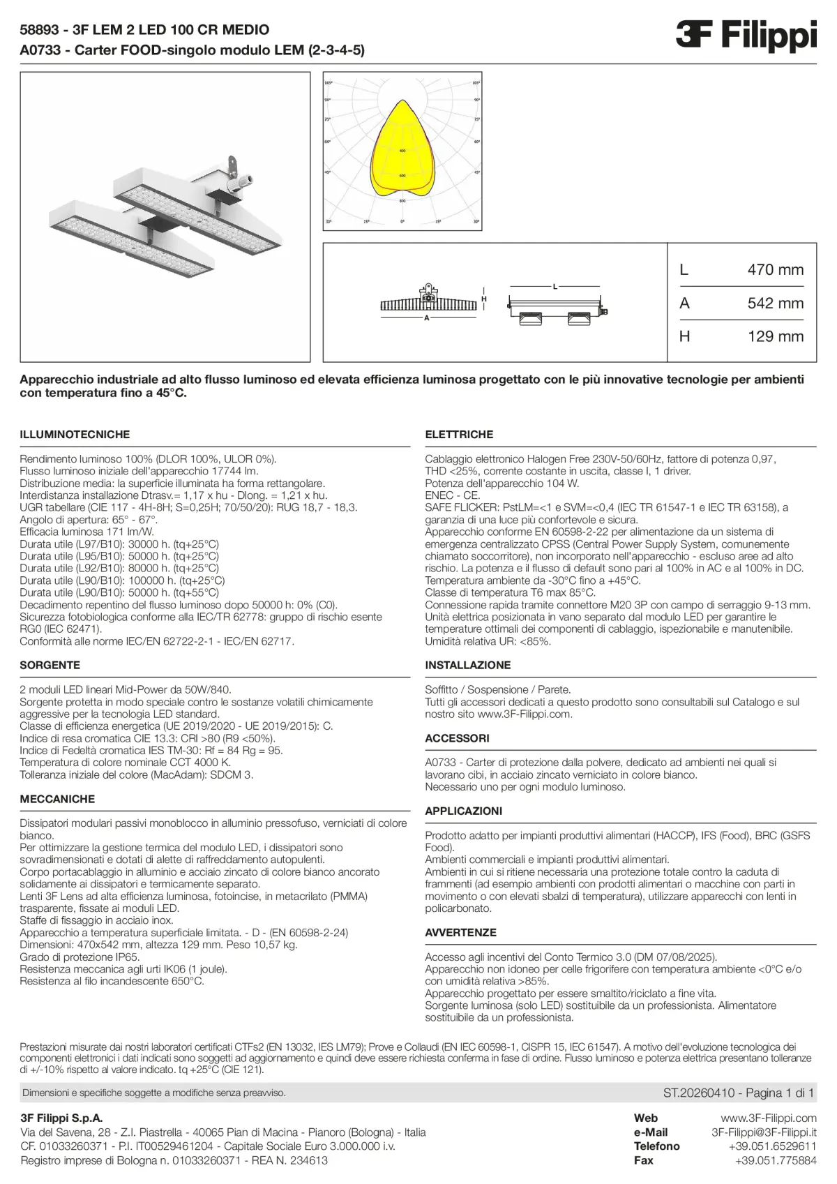 58893+A0733 - 3F LEM 2 LED 100 CR MEDIO + FOOD - Datasheet - it