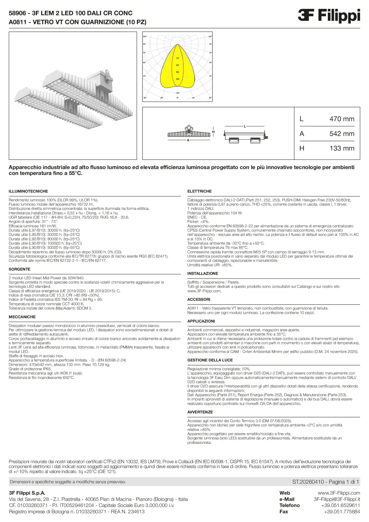 58906+A0811 - 3F LEM 2 LED 100 DALI CR CONC + VT - Datasheet - it