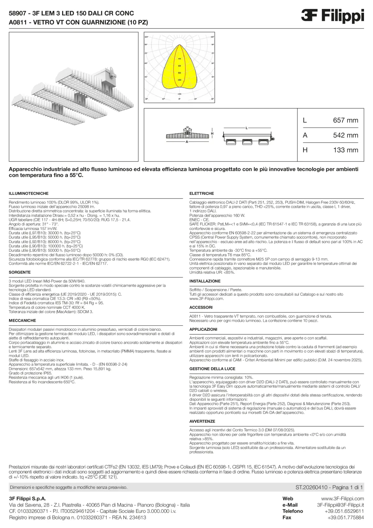 58907+A0811 - 3F LEM 3 LED 150 DALI CR CONC + VT - Datasheet - it