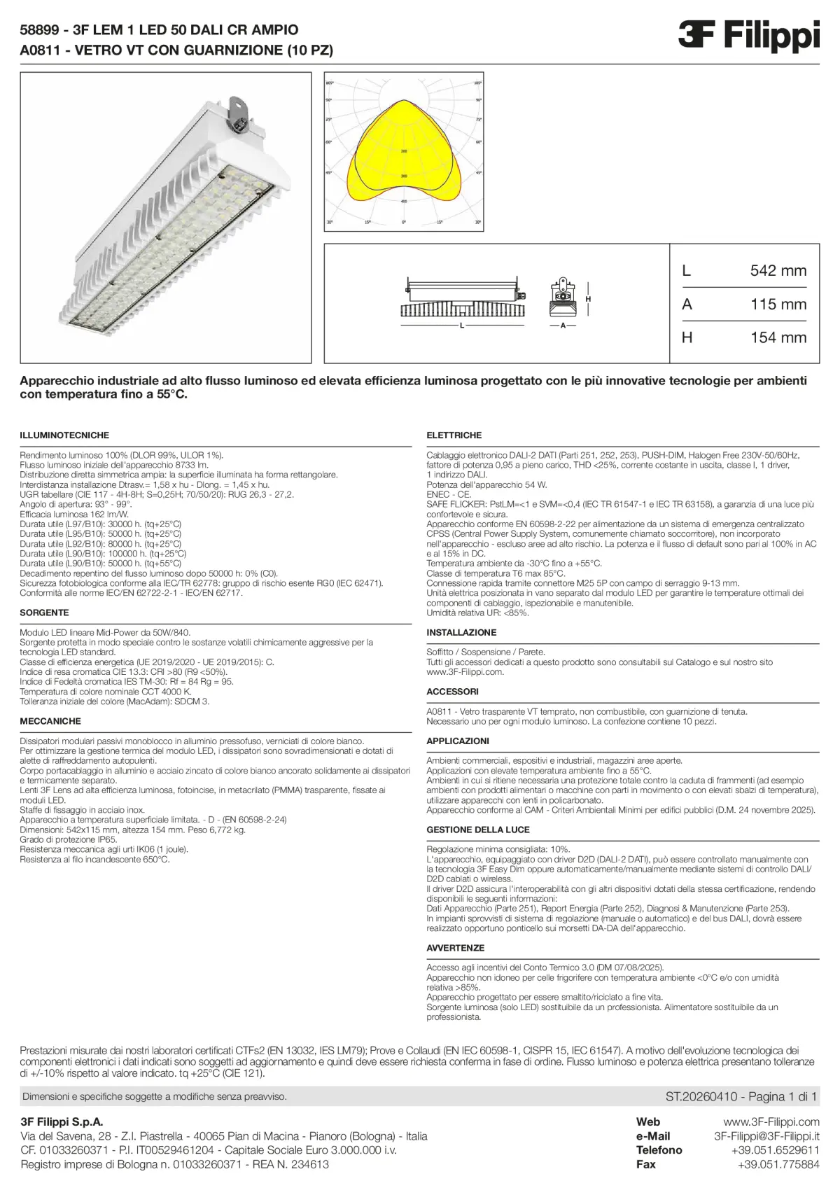 58899+A0811 - 3F LEM 1 LED 50 DALI CR AMPIO + VT - Datasheet - it
