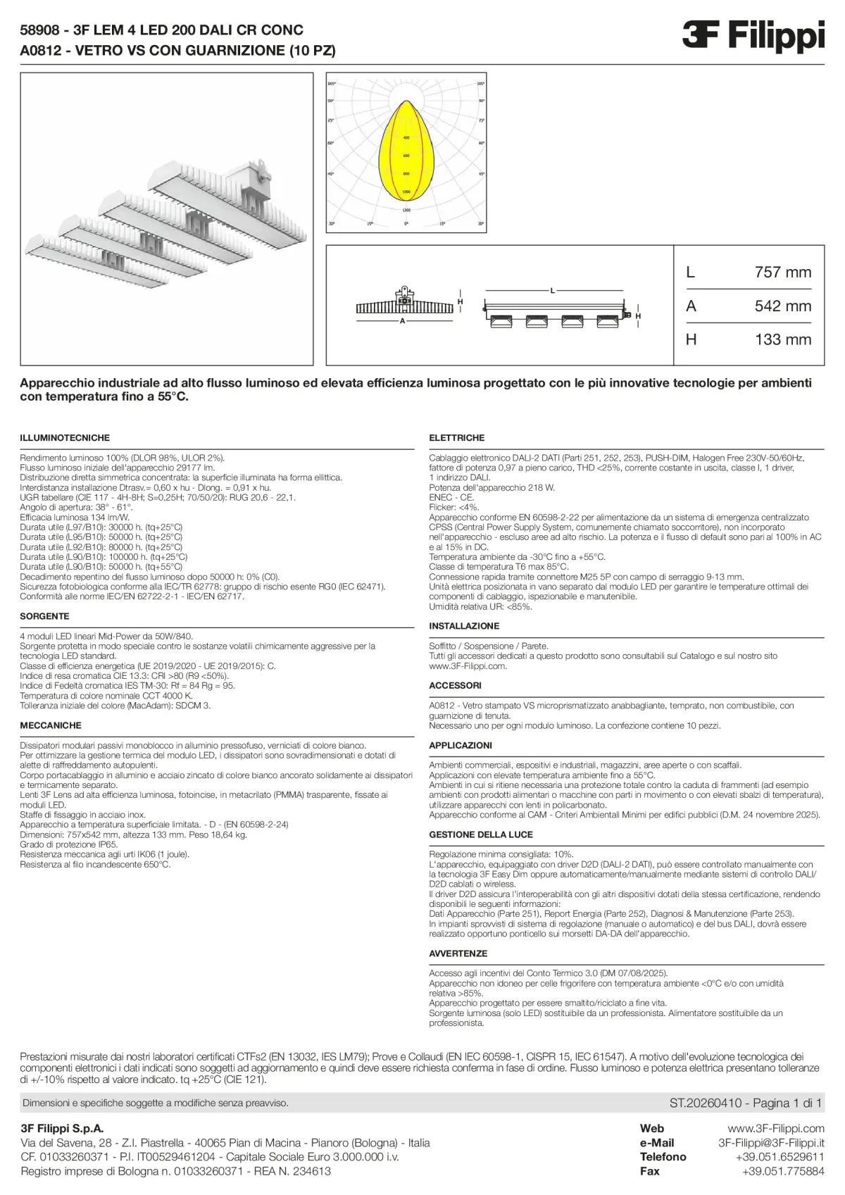 58908+A0812 - 3F LEM 4 LED 200 DALI CR CONC + VS - Datasheet - it