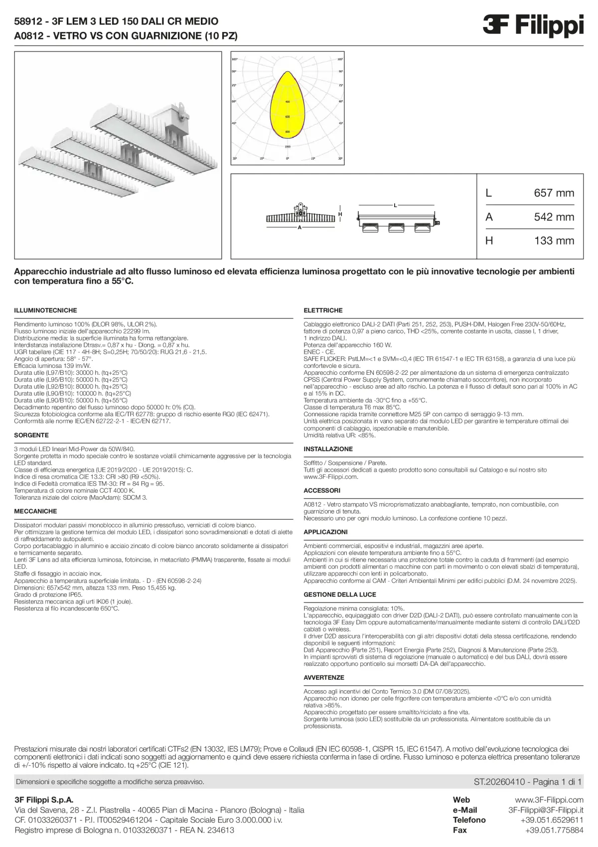 58912+A0812 - 3F LEM 3 LED 150 DALI CR MEDIO + VS - Datasheet - it
