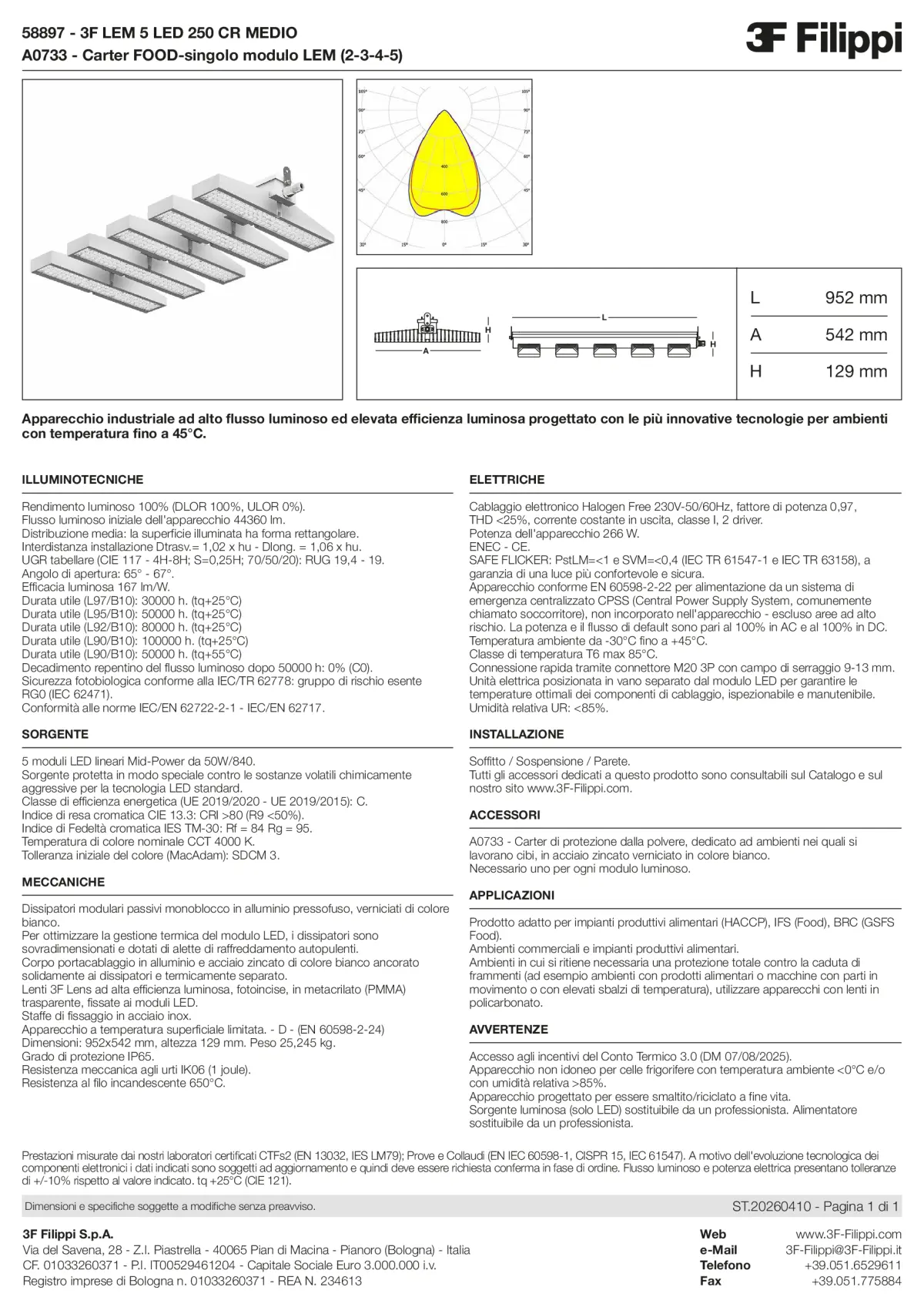58897+A0733 - 3F LEM 5 LED 250 CR MEDIO + FOOD - Datasheet - it