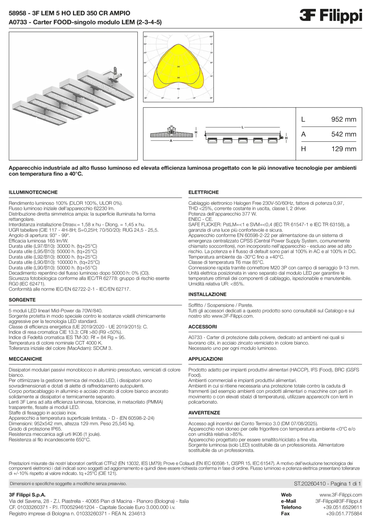 58958+A0733 - 3F LEM 5 HO LED 350 CR AMPIO + FOOD - Datasheet - it