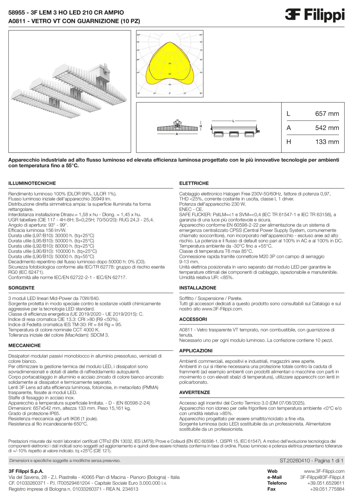 58955+A0811 - 3F LEM 3 HO LED 210 CR AMPIO + VT - Datasheet - it