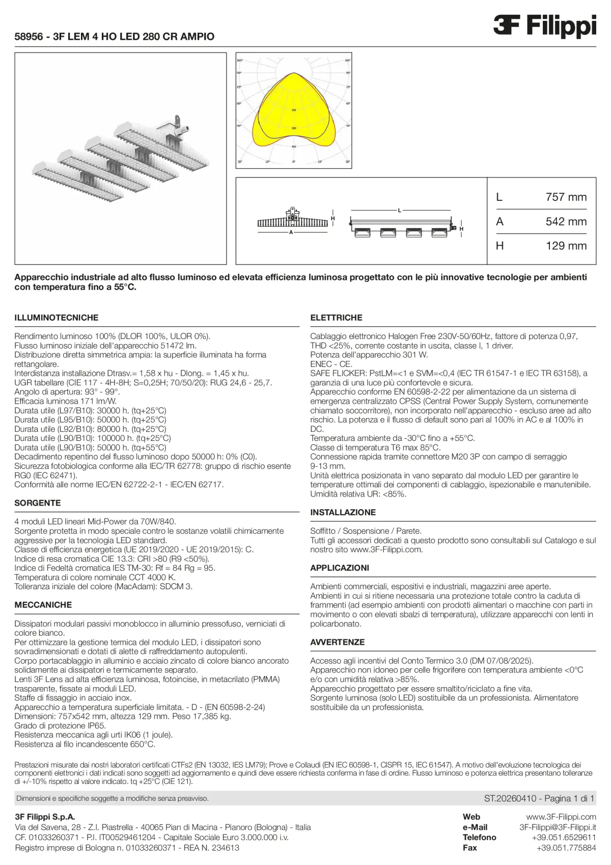 58956 - 3F LEM 4 HO LED 280 CR AMPIO - Datasheet - it