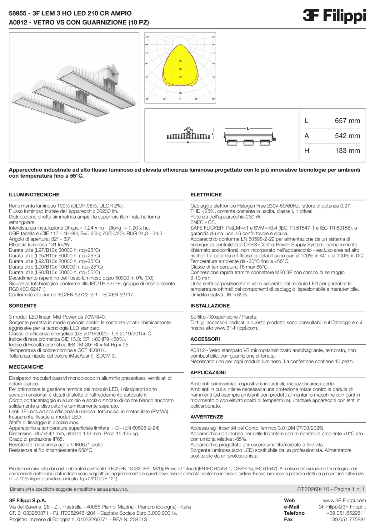 58955+A0812 - 3F LEM 3 HO LED 210 CR AMPIO + VS - Datasheet - it