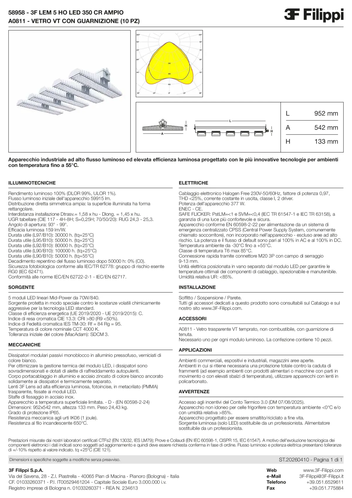 58958+A0811 - 3F LEM 5 HO LED 350 CR AMPIO + VT - Datasheet - it