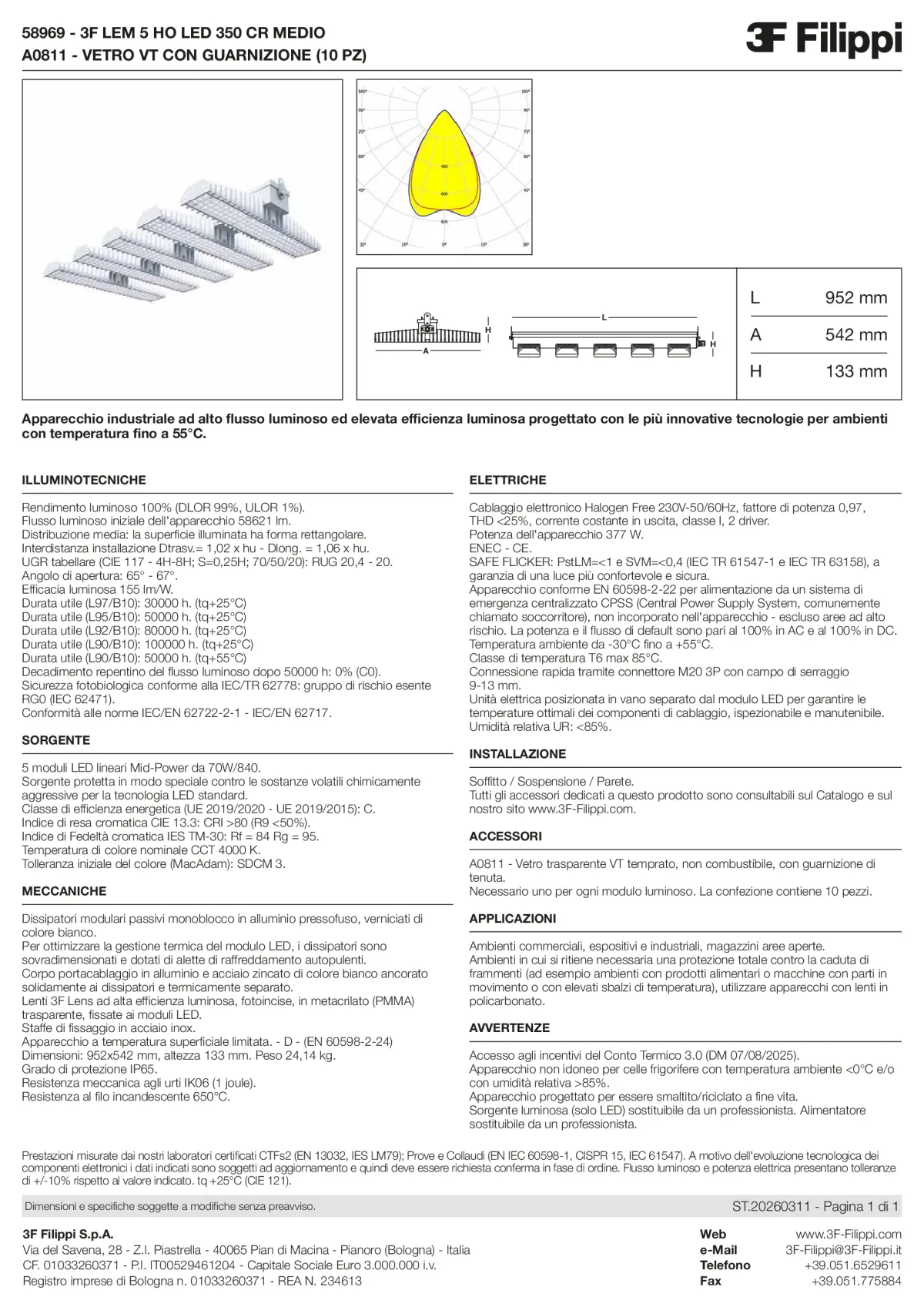 58969+A0811 - 3F LEM 5 HO LED 350 CR MEDIO + VT - Datasheet - it