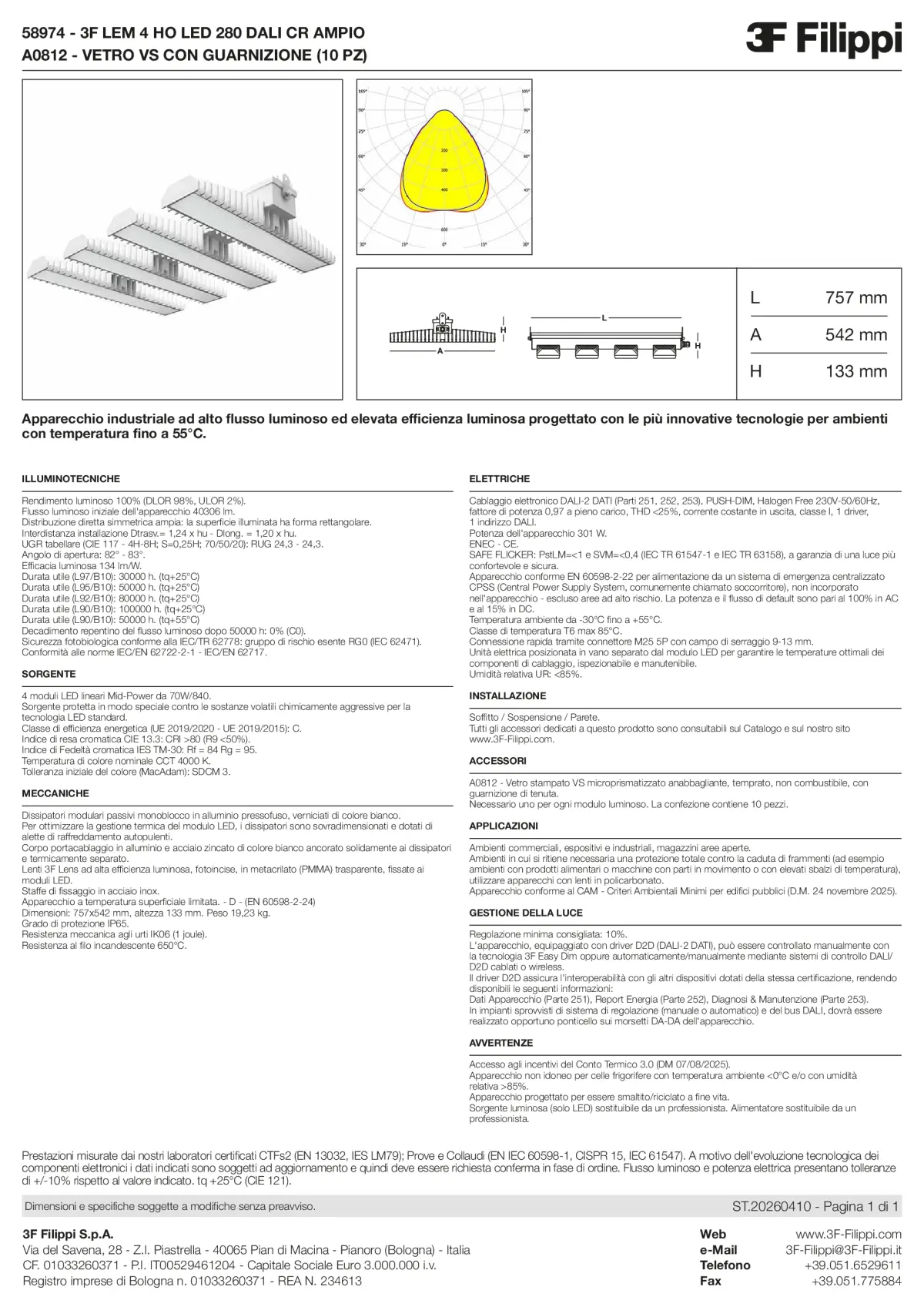 58974+A0812 - 3F LEM 4 HO LED 280 DALI CR AMPIO + VS - Datasheet - it