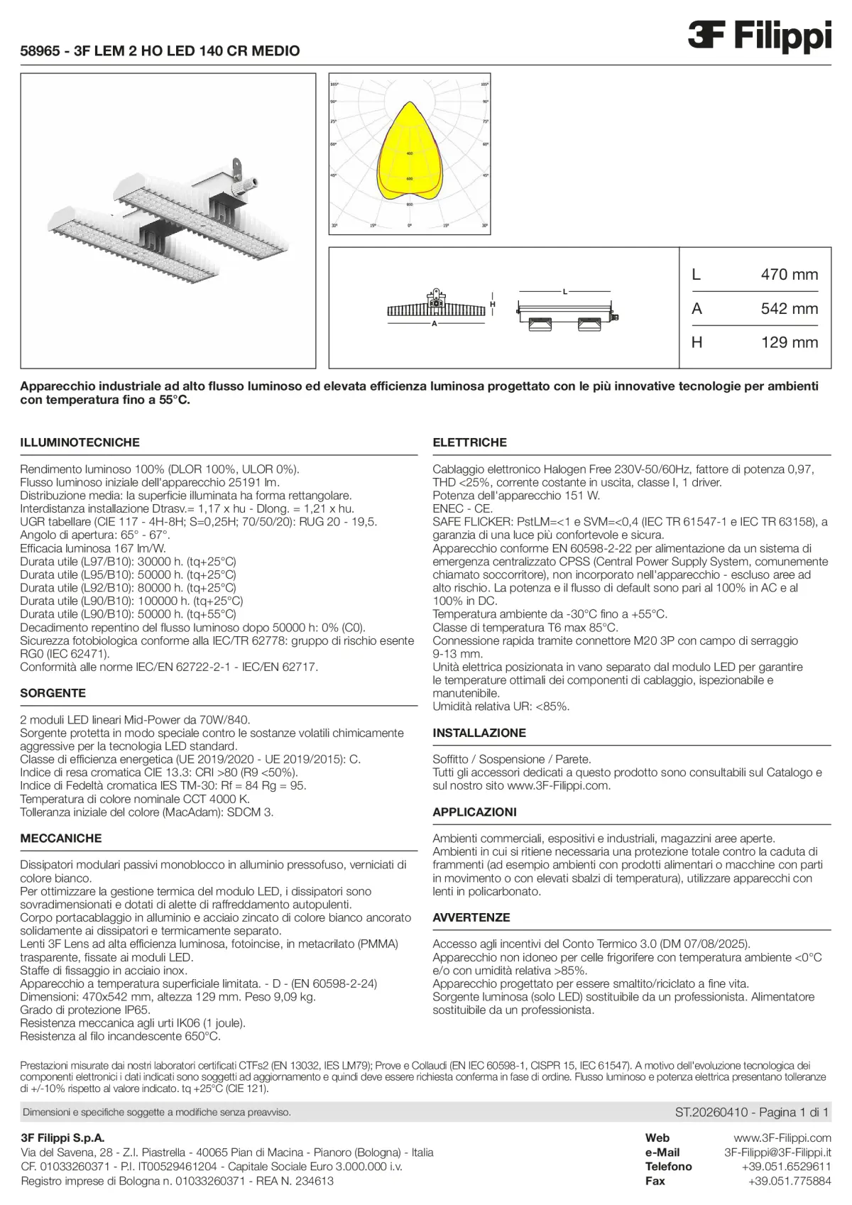 58965 - 3F LEM 2 HO LED 140 CR MEDIO - Datasheet - it