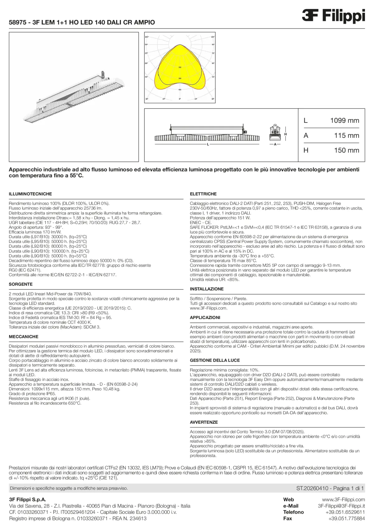 58975 - 3F LEM 1+1 HO LED 140 DALI CR AMPIO - Datasheet - it