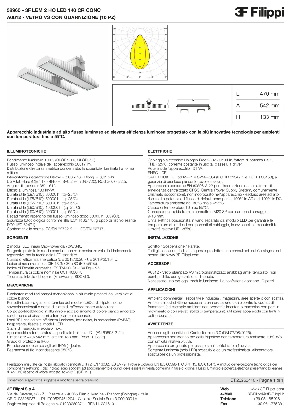 58960+A0812 - 3F LEM 2 HO LED 140 CR CONC + VS - Datasheet - it