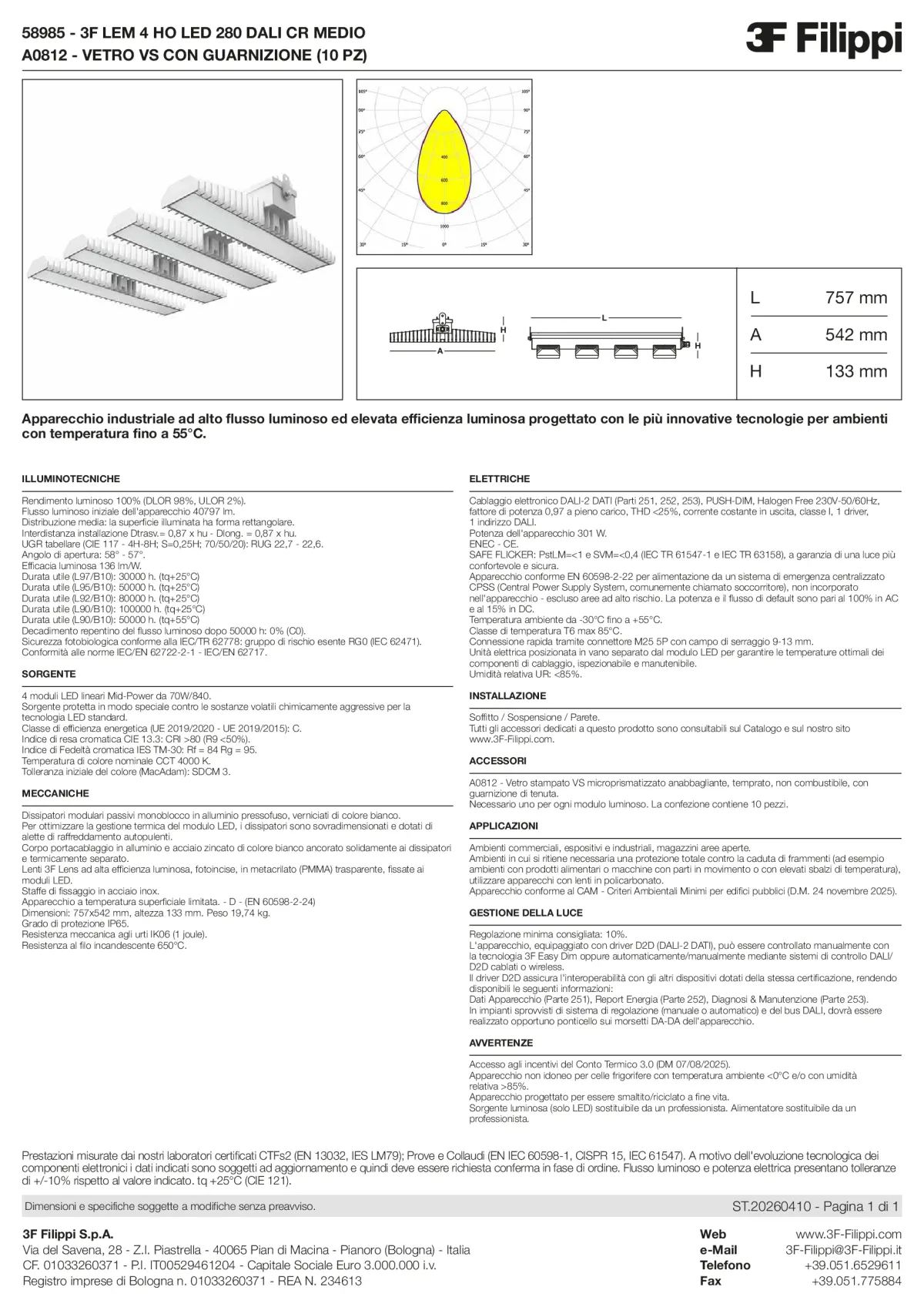 58985+A0812 - 3F LEM 4 HO LED 280 DALI CR MEDIO + VS - Datasheet - it
