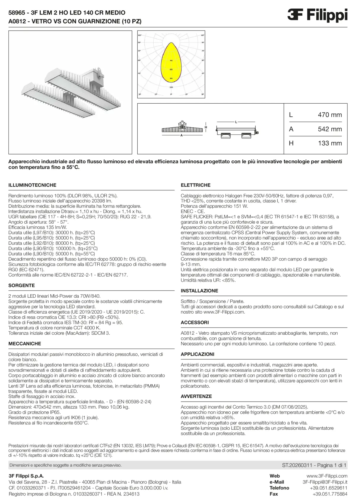 58965+A0812 - 3F LEM 2 HO LED 140 CR MEDIO + VS - Datasheet - it