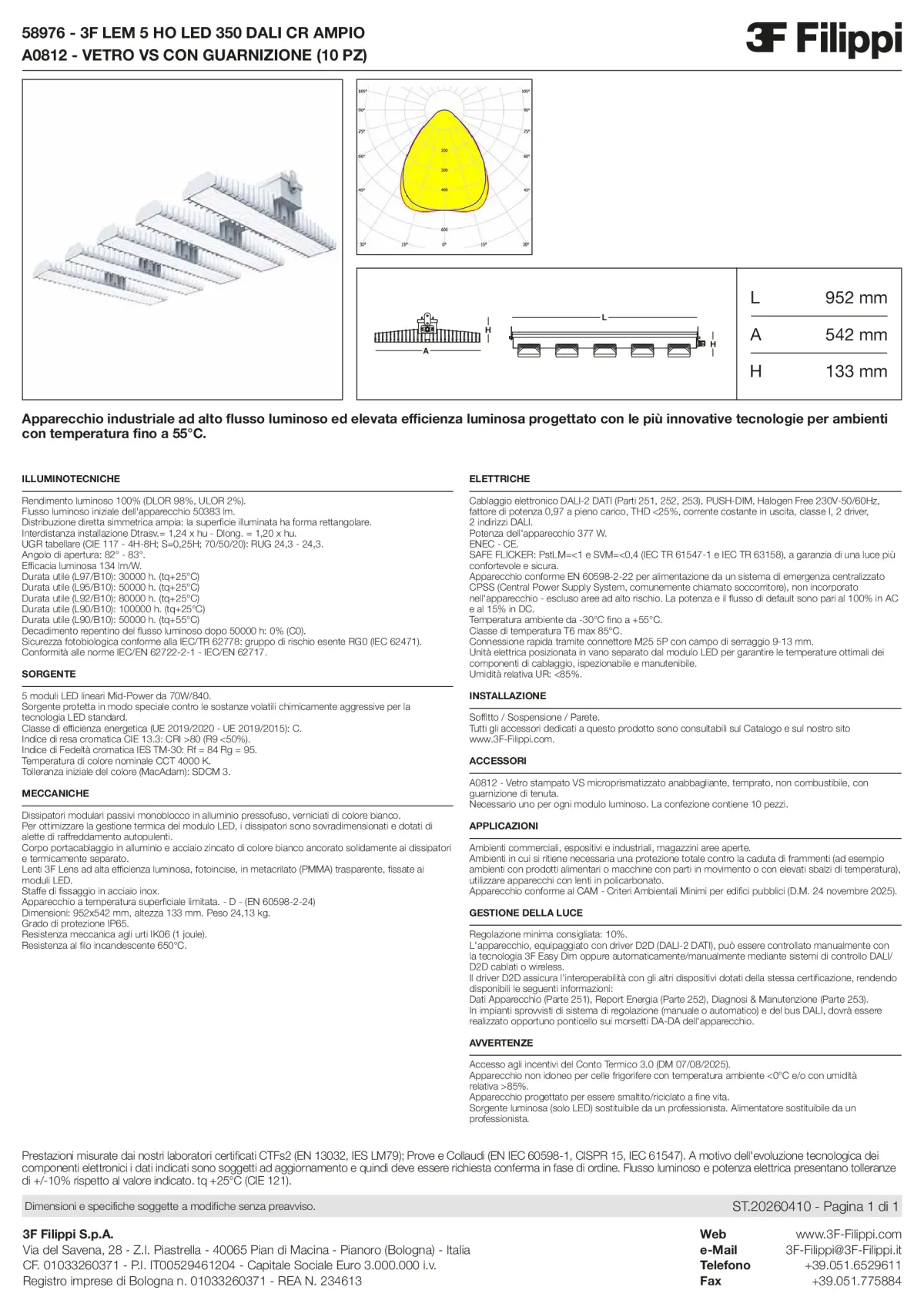 58976+A0812 - 3F LEM 5 HO LED 350 DALI CR AMPIO + VS - Datasheet - it