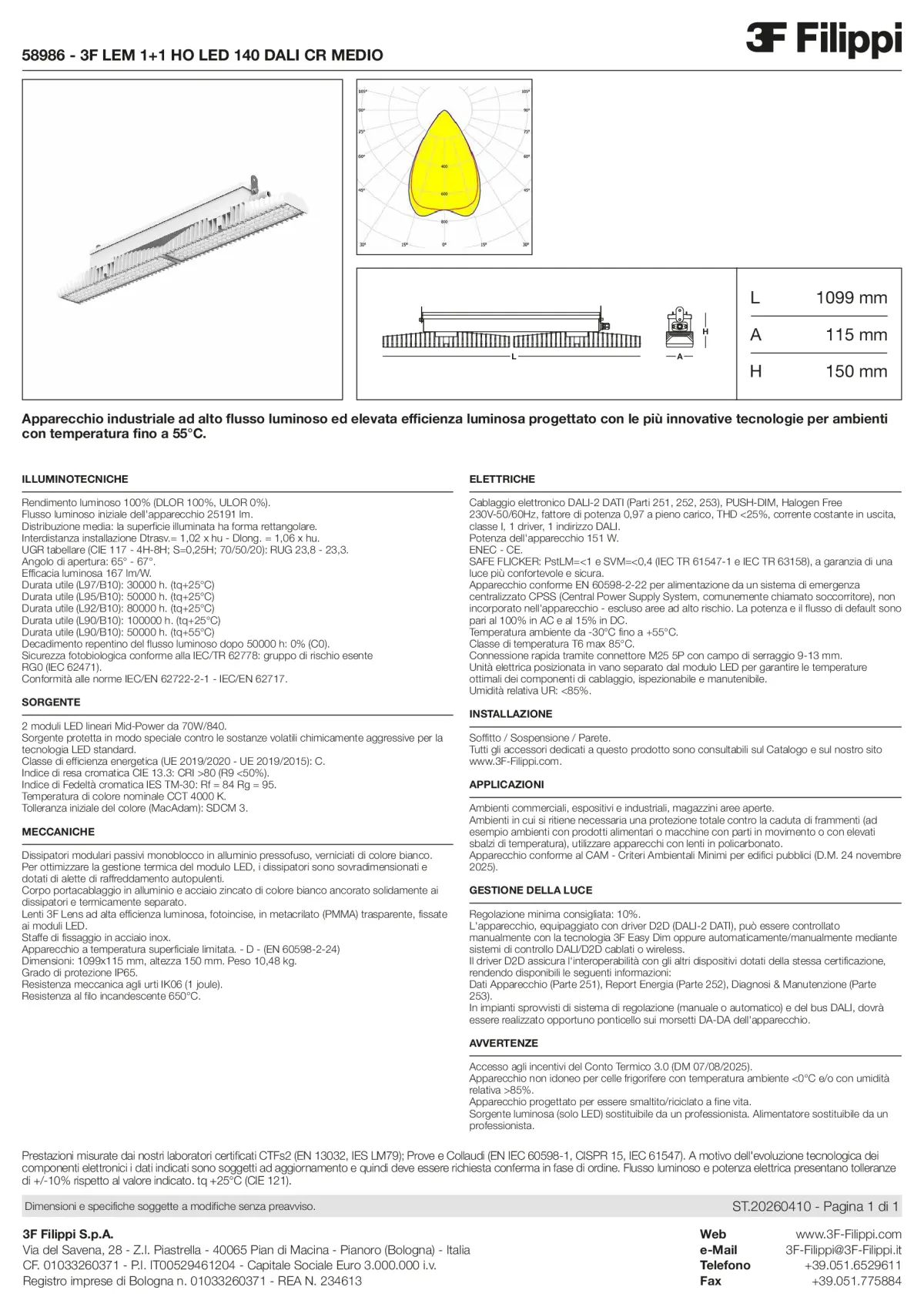 58986 - 3F LEM 1+1 HO LED 140 DALI CR MEDIO - Datasheet - it