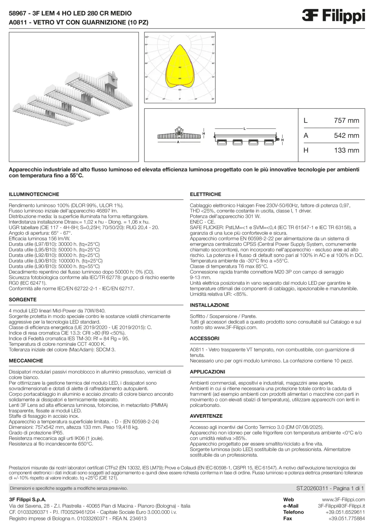 58967+A0811 - 3F LEM 4 HO LED 280 CR MEDIO + VT - Datasheet - it