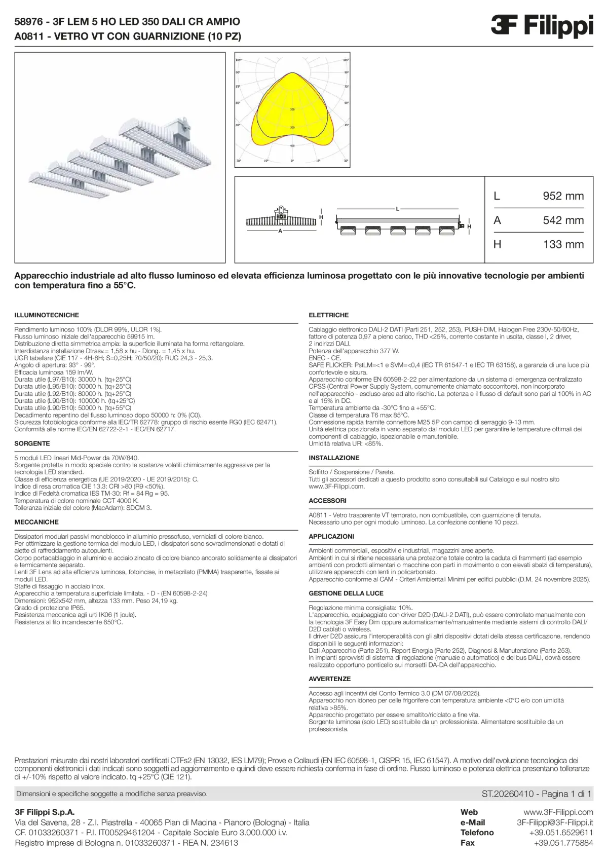 58976+A0811 - 3F LEM 5 HO LED 350 DALI CR AMPIO + VT - Datasheet - it
