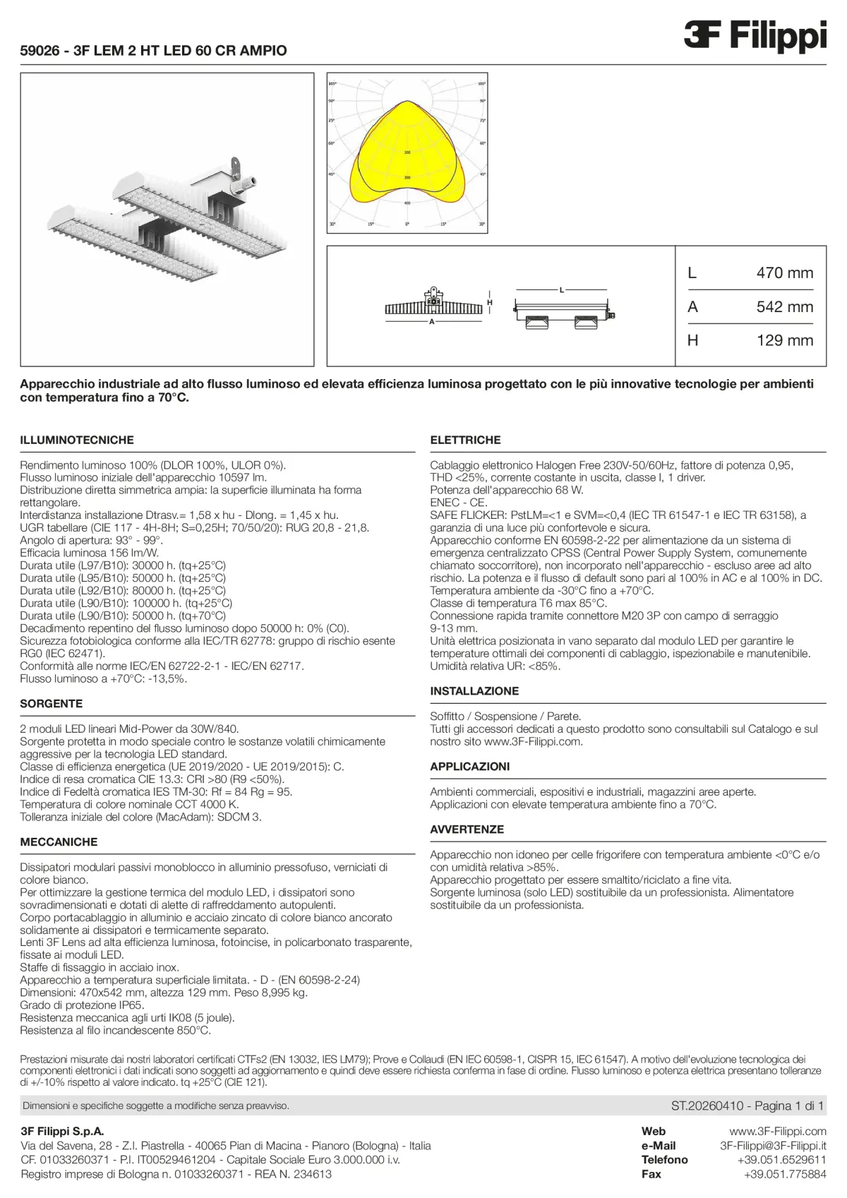 59026 - 3F LEM 2 HT LED 60 CR AMPIO - Datasheet - it