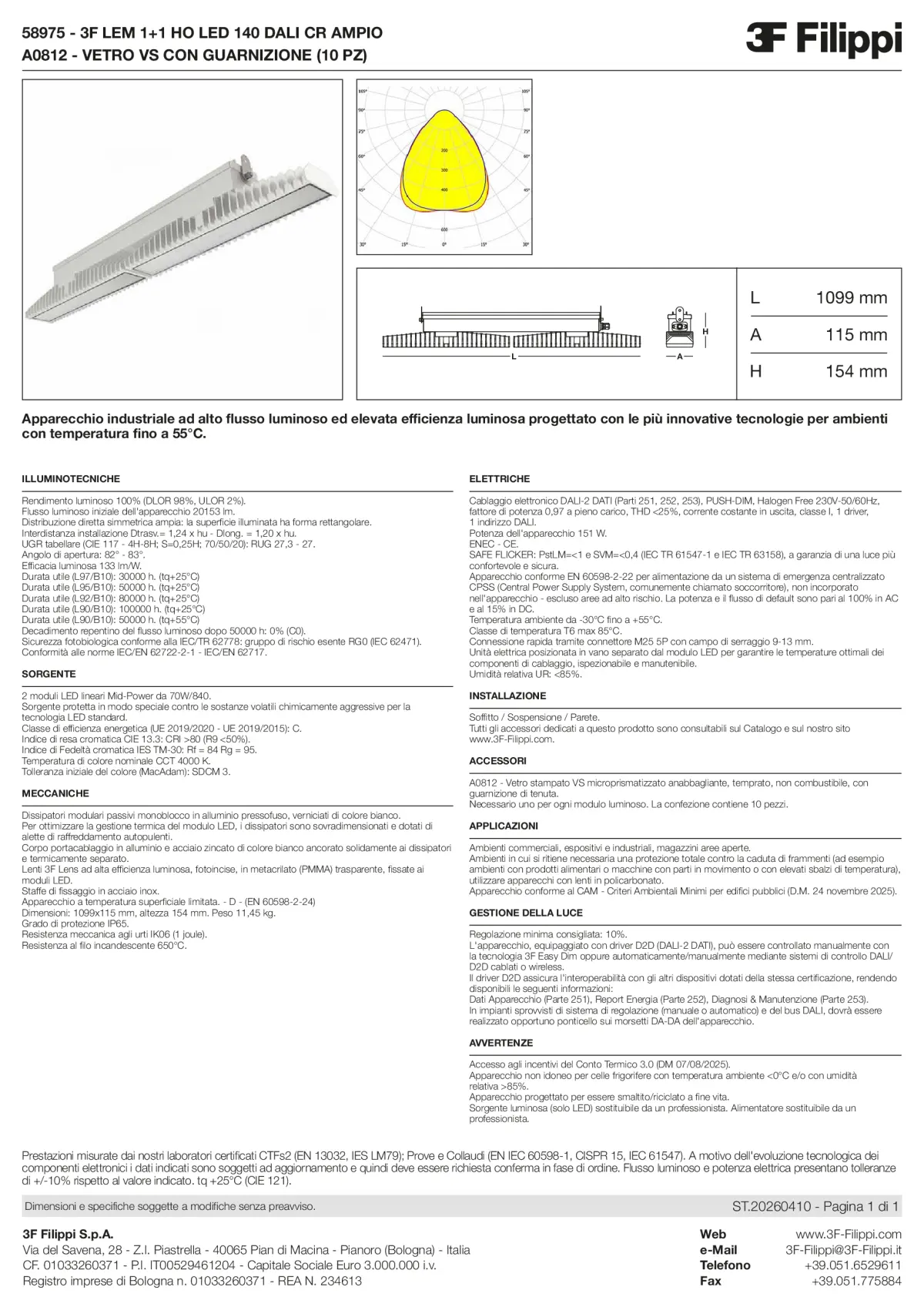 58975+A0812 - 3F LEM 1+1 HO LED 140 DALI CR AMPIO + VS - Datasheet - it