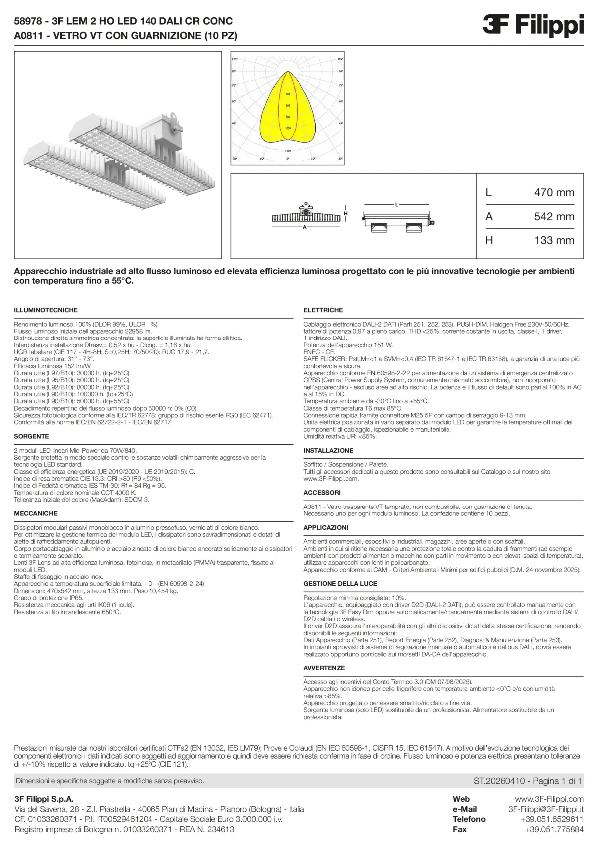 58978+A0811 - 3F LEM 2 HO LED 140 DALI CR CONC + VT - Datasheet - it