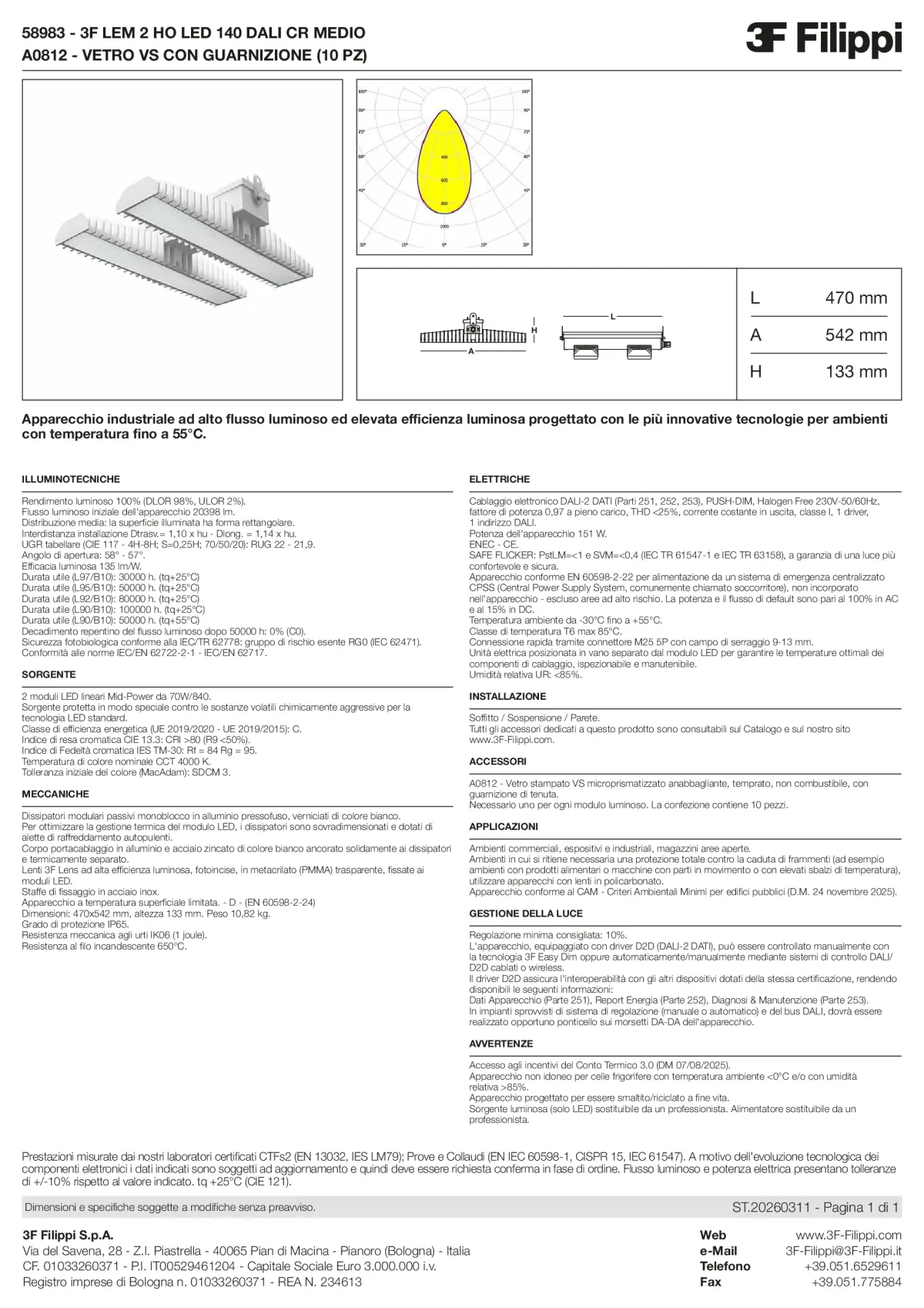 58983+A0812 - 3F LEM 2 HO LED 140 DALI CR MEDIO + VS - Datasheet - it