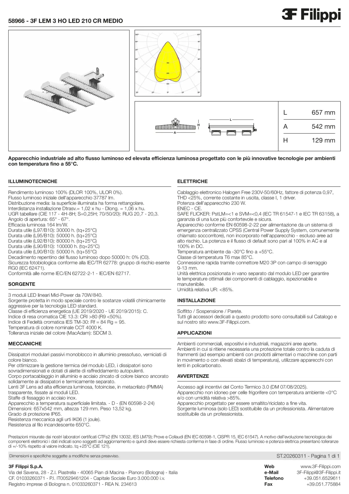 58966 - 3F LEM 3 HO LED 210 CR MEDIO - Datasheet - it
