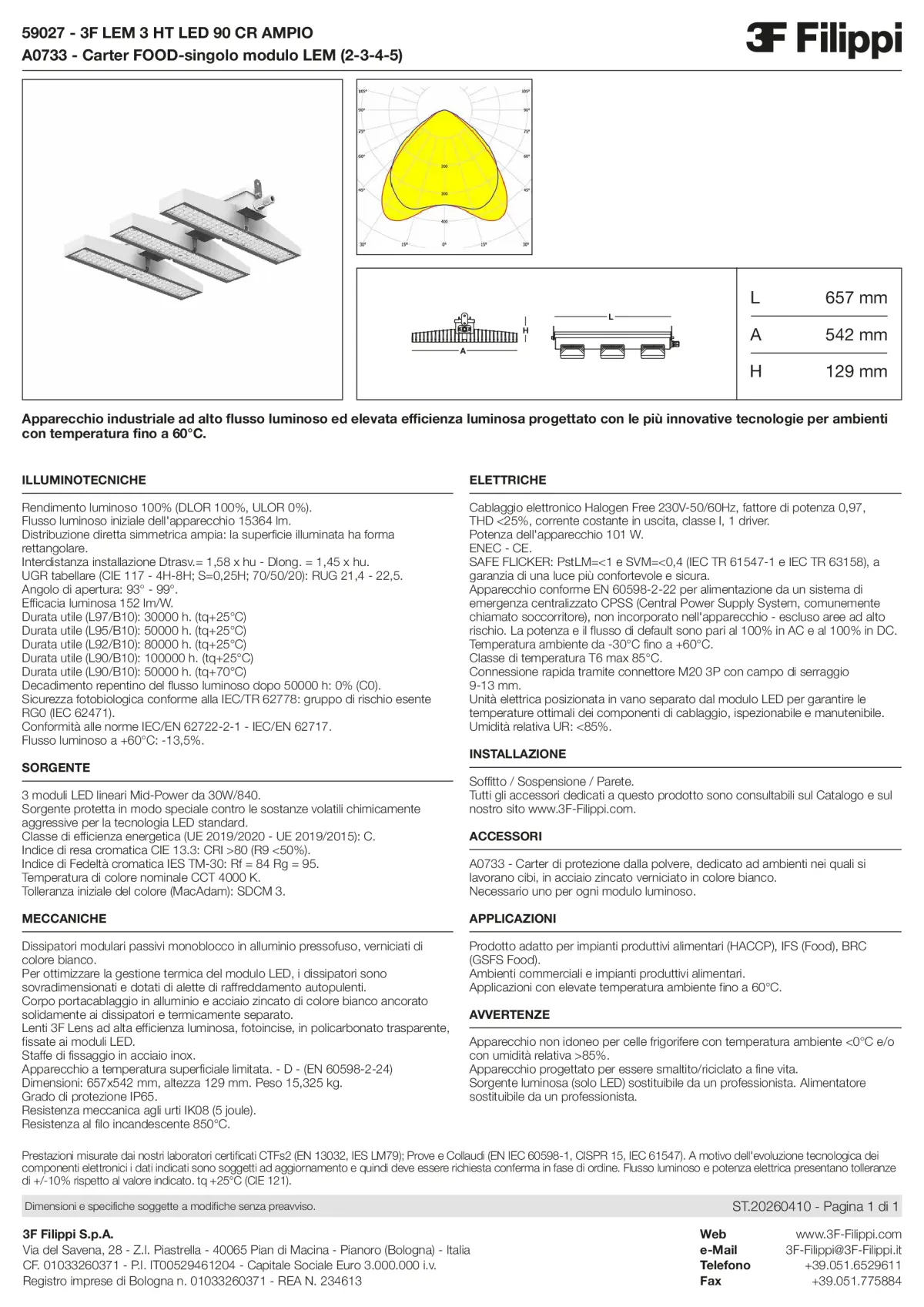 59027+A0733 - 3F LEM 3 HT LED 90 CR AMPIO + FOOD - Datasheet - it