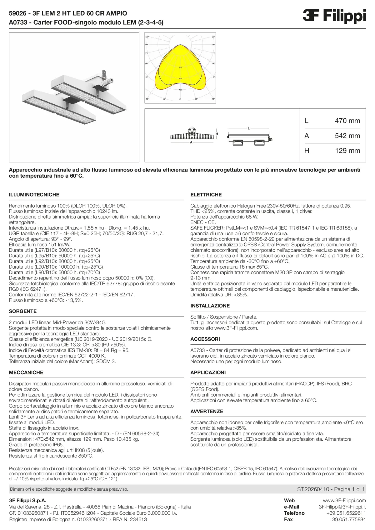 59026+A0733 - 3F LEM 2 HT LED 60 CR AMPIO + FOOD - Datasheet - it