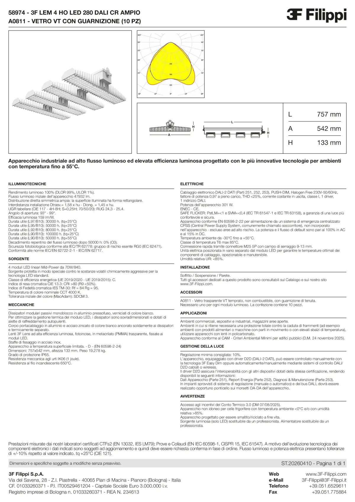 58974+A0811 - 3F LEM 4 HO LED 280 DALI CR AMPIO + VT - Datasheet - it