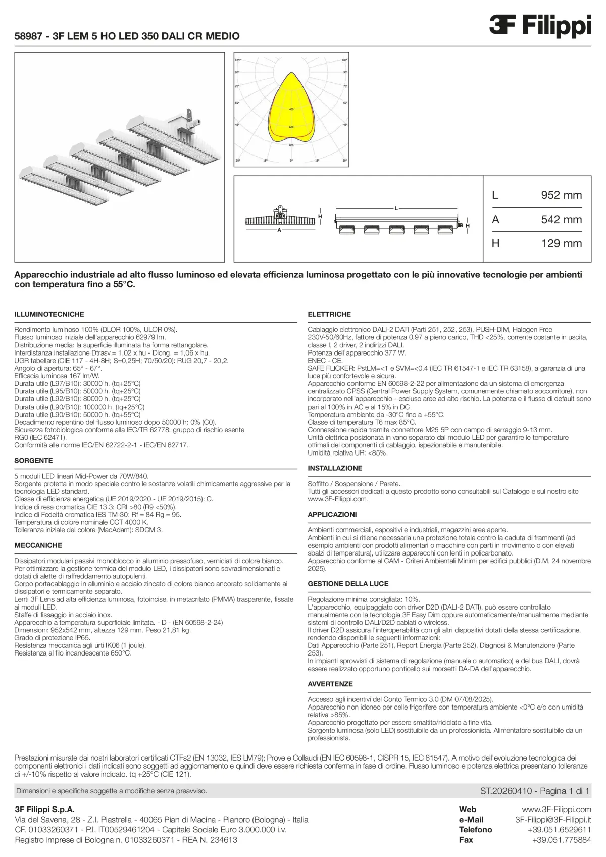 58987 - 3F LEM 5 HO LED 350 DALI CR MEDIO - Datasheet - it