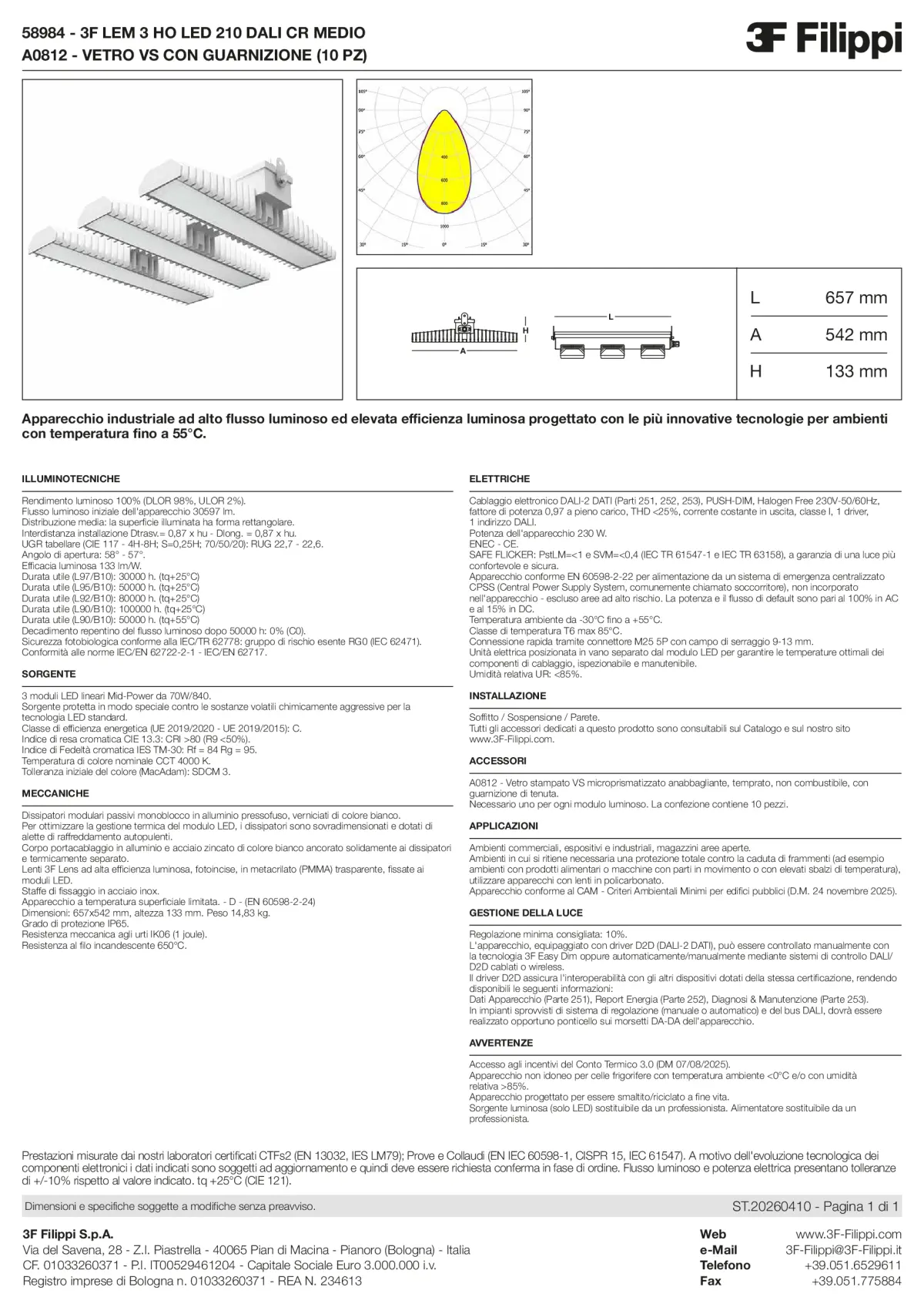 58984+A0812 - 3F LEM 3 HO LED 210 DALI CR MEDIO + VS - Datasheet - it