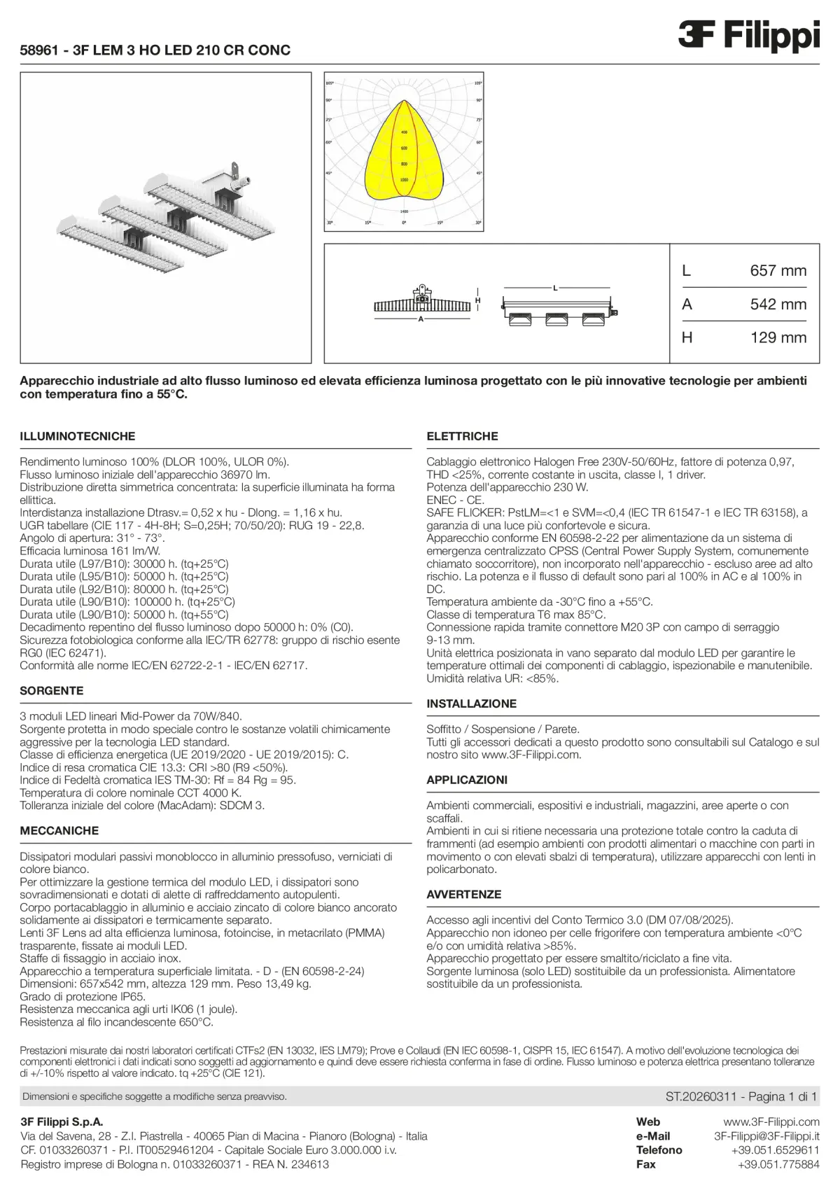 58961 - 3F LEM 3 HO LED 210 CR CONC - Datasheet - it