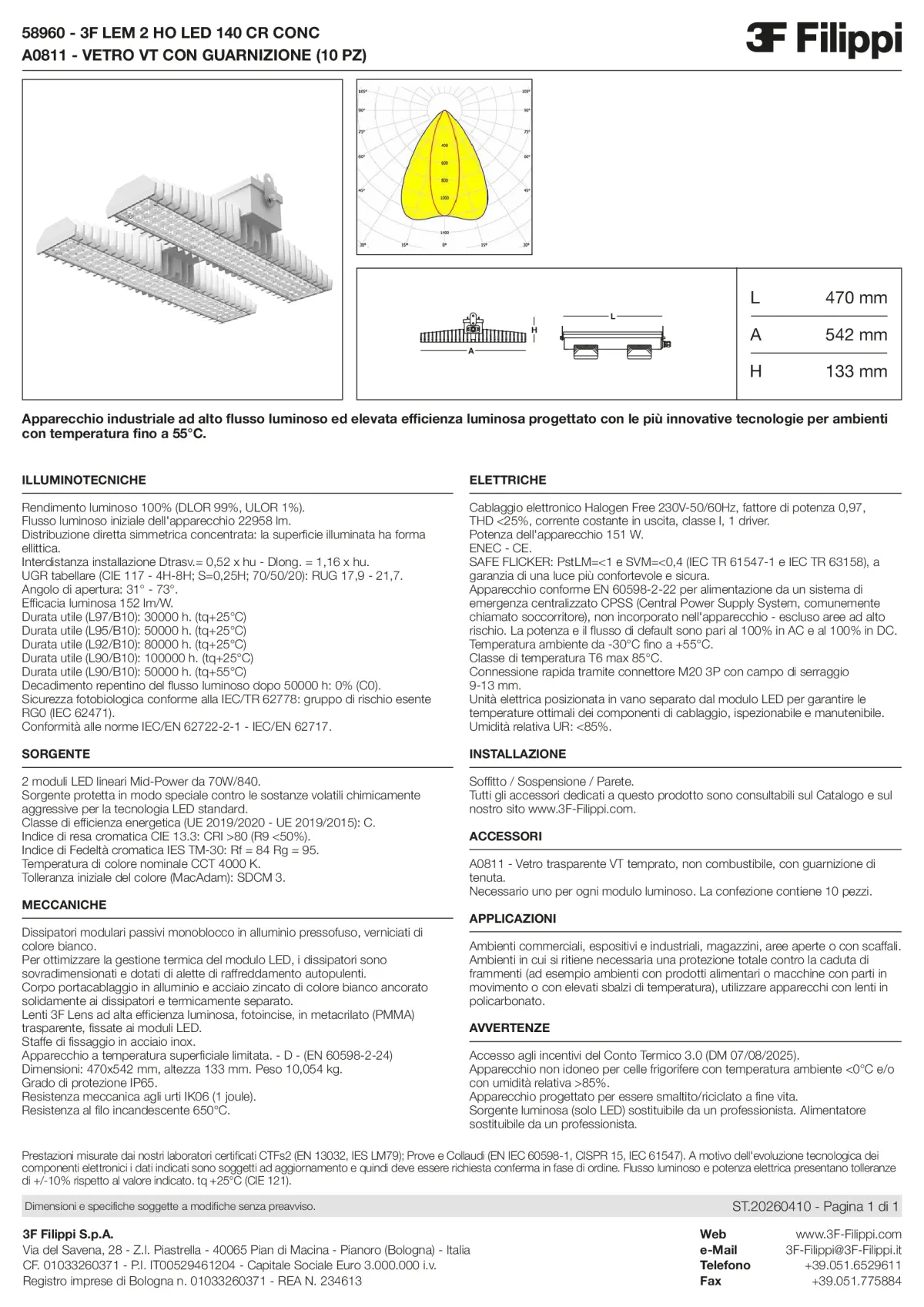 58960+A0811 - 3F LEM 2 HO LED 140 CR CONC + VT - Datasheet - it