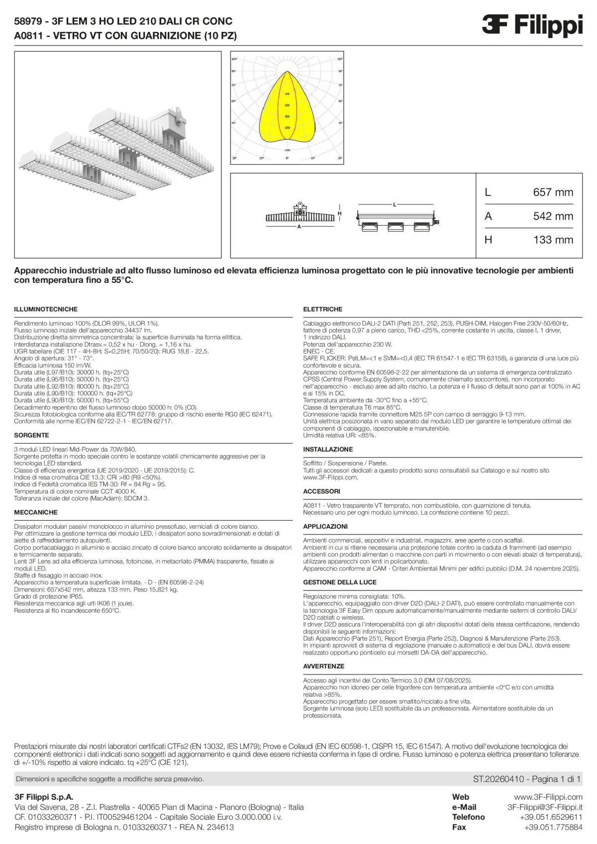 58979+A0811 - 3F LEM 3 HO LED 210 DALI CR CONC + VT - Datasheet - it