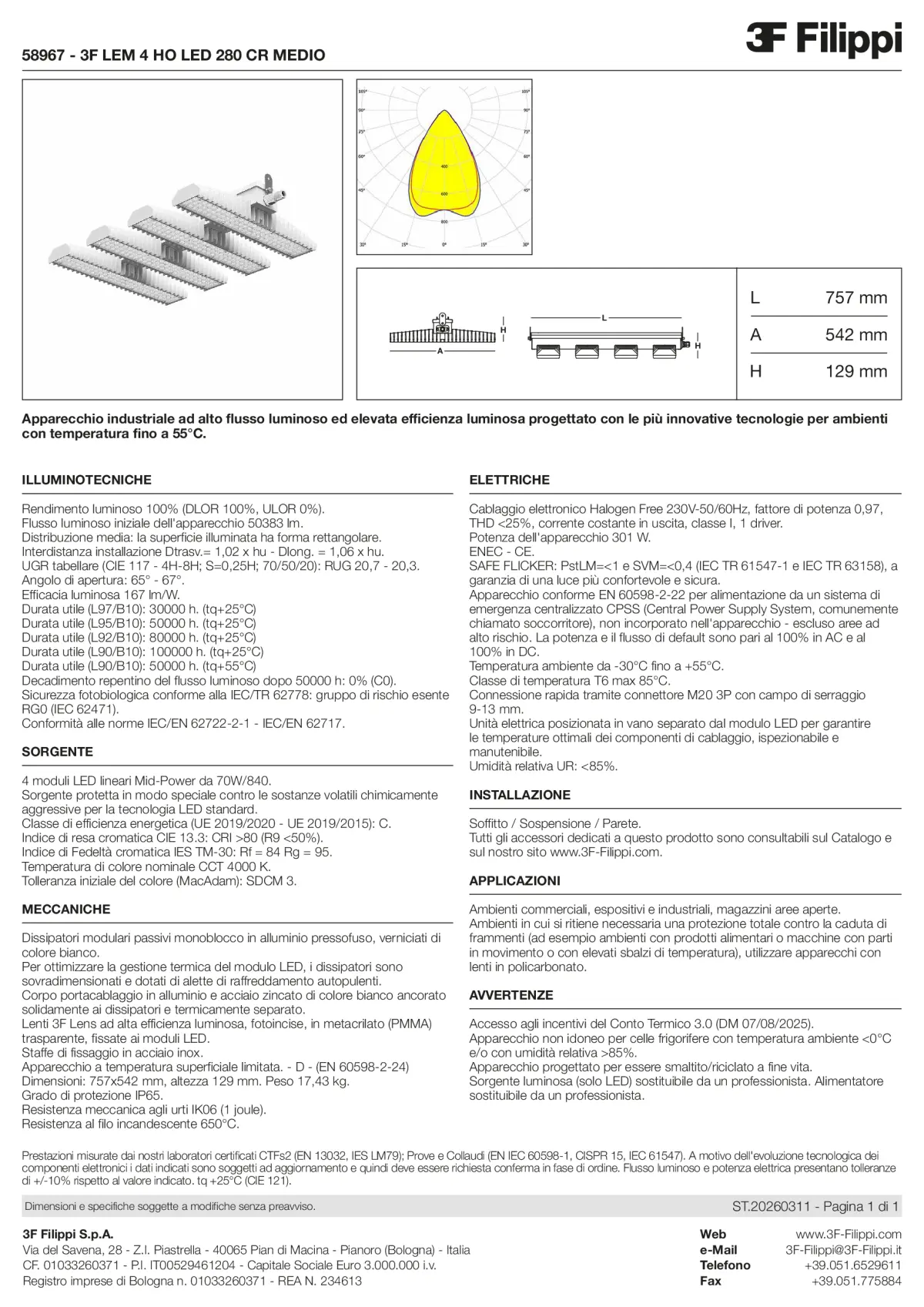 58967 - 3F LEM 4 HO LED 280 CR MEDIO - Datasheet - it