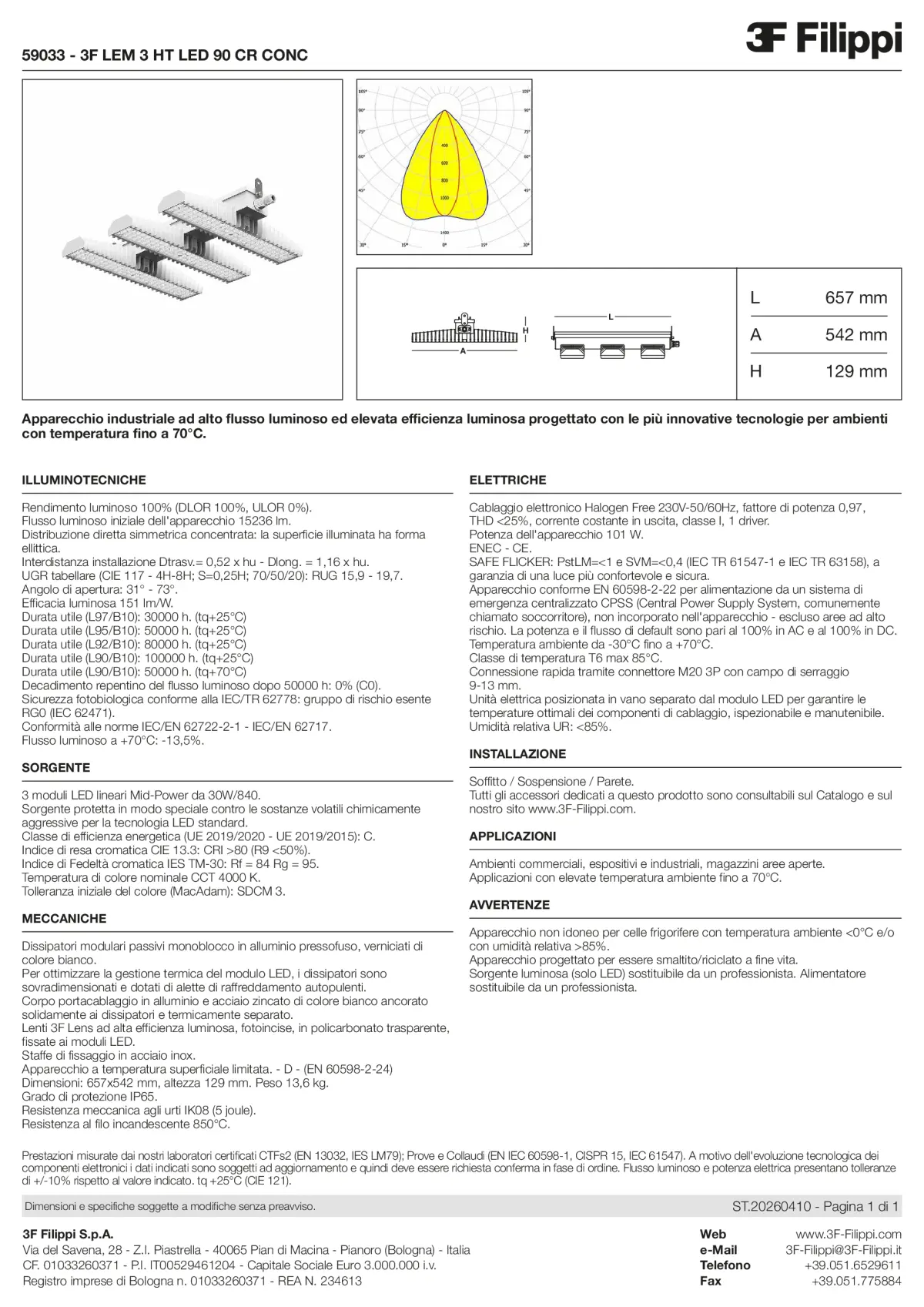 59033 - 3F LEM 3 HT LED 90 CR CONC - Datasheet - it