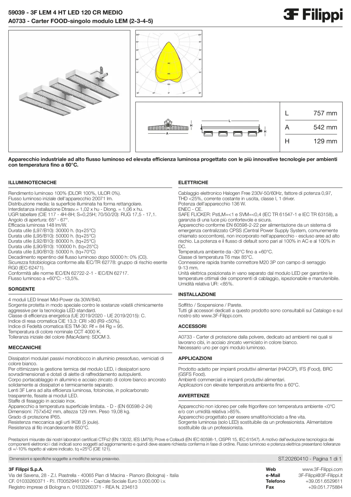 59039+A0733 - 3F LEM 4 HT LED 120 CR MEDIO + FOOD - Datasheet - it