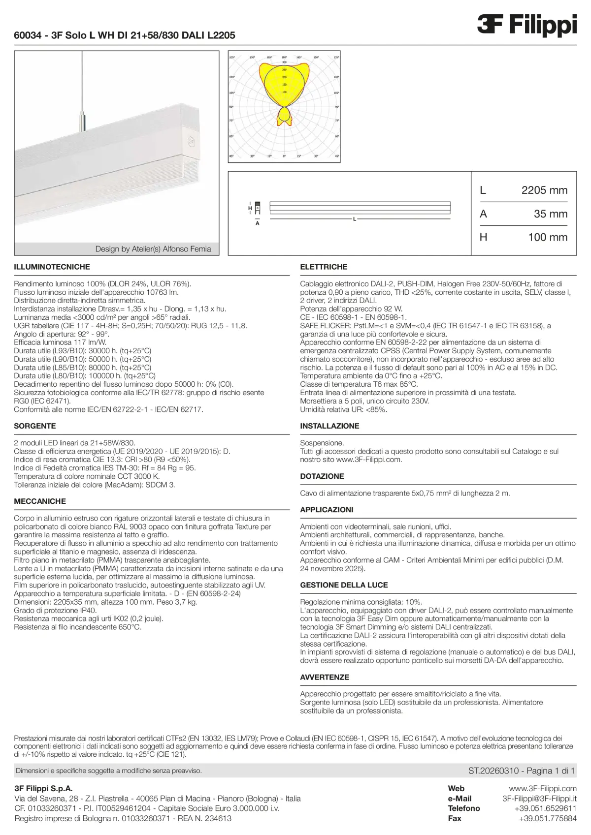 60034 - 3F Solo L WH DI 21+58-830 DALI L2205 - Datasheet - it
