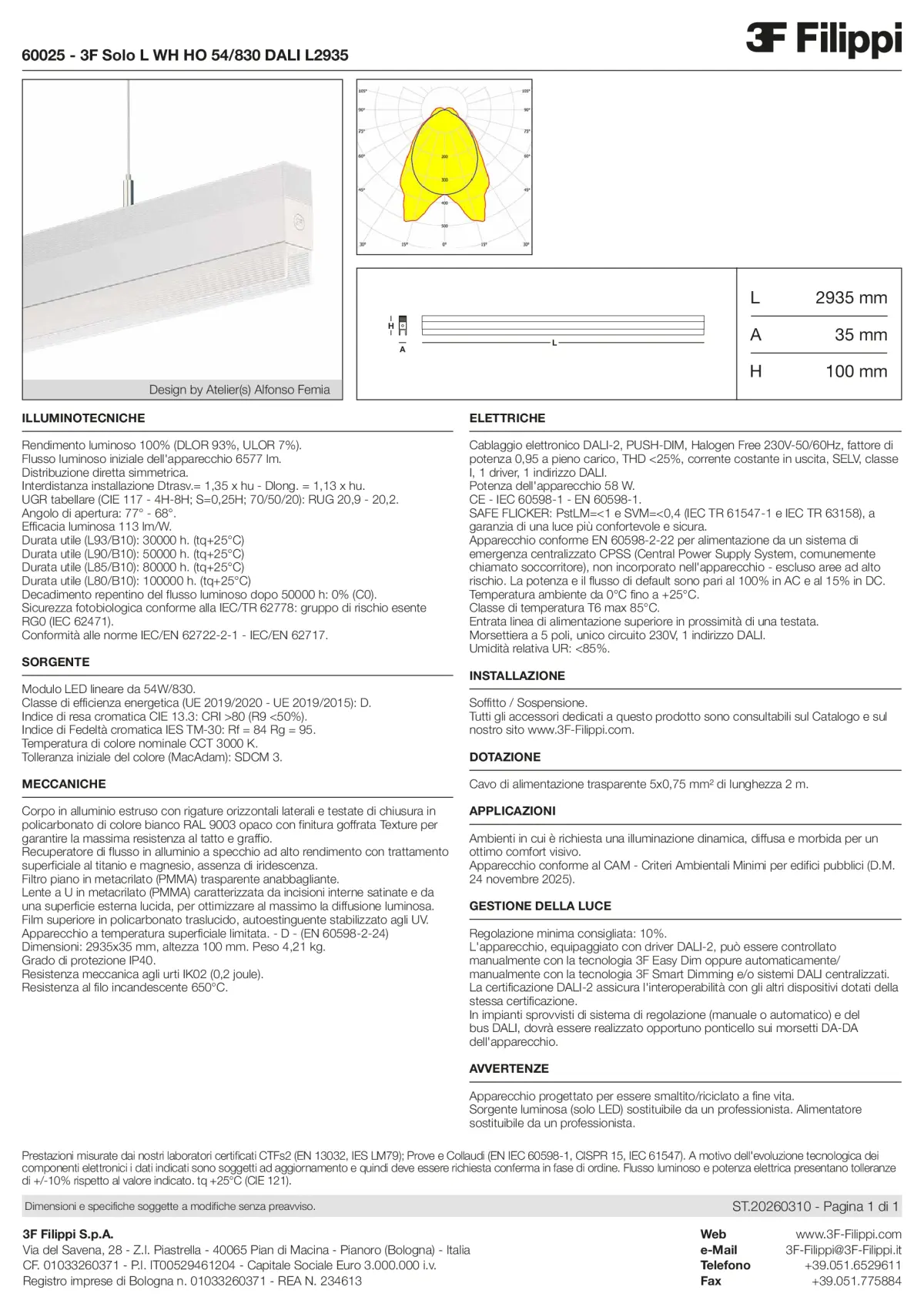 60025 - 3F Solo L WH HO 54-830 DALI L2935 - Datasheet - it