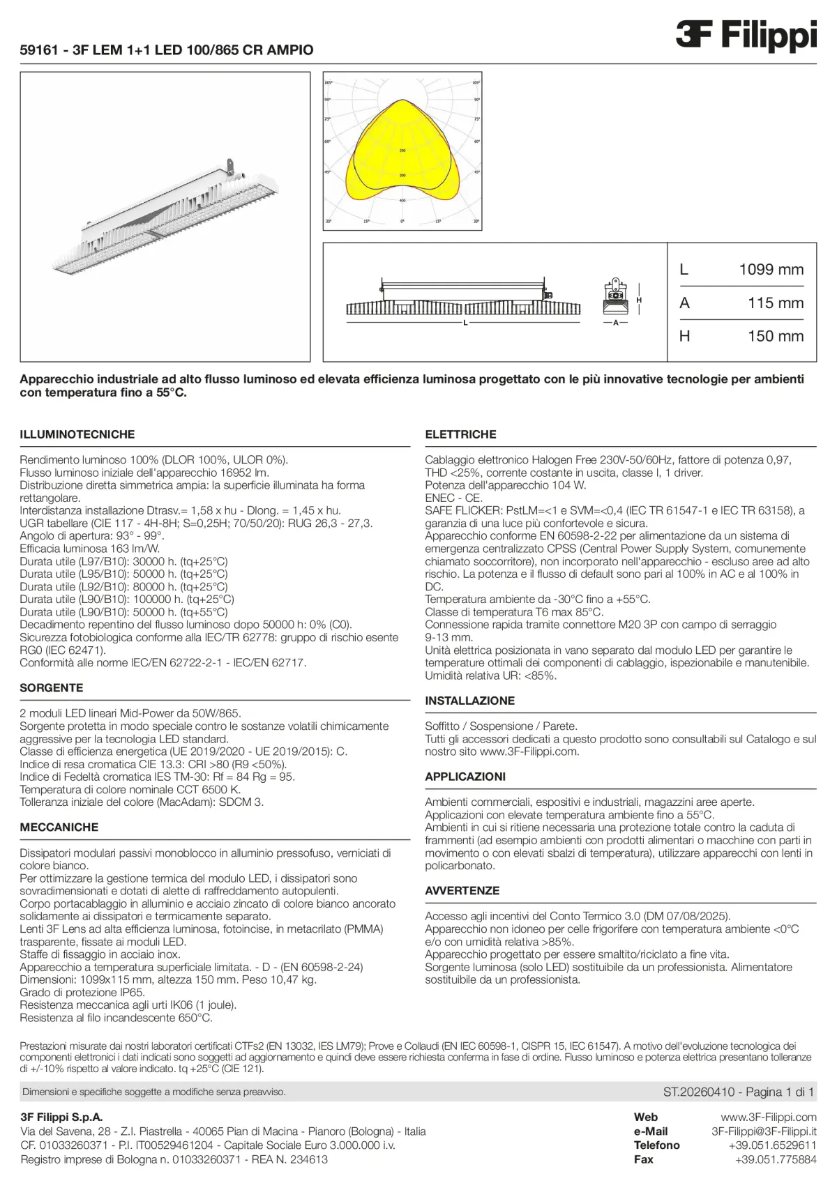 59161 - 3F LEM 1+1 LED 100-865 CR AMPIO - Datasheet - it