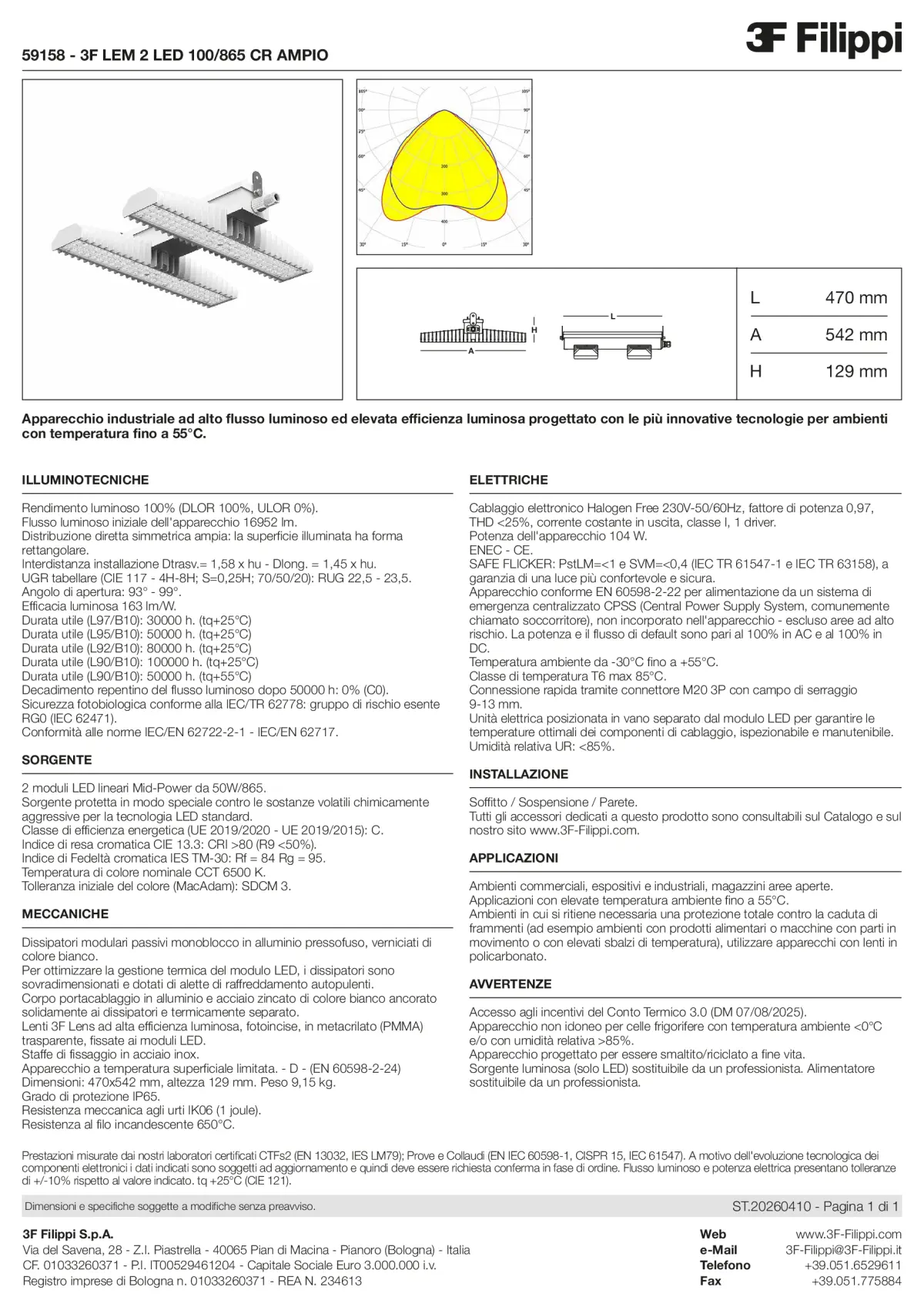 59158 - 3F LEM 2 LED 100-865 CR AMPIO - Datasheet - it
